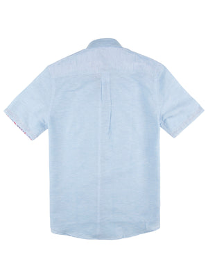 Regular Fit Roller Sky Blue Casual Short Sleeve Shirt