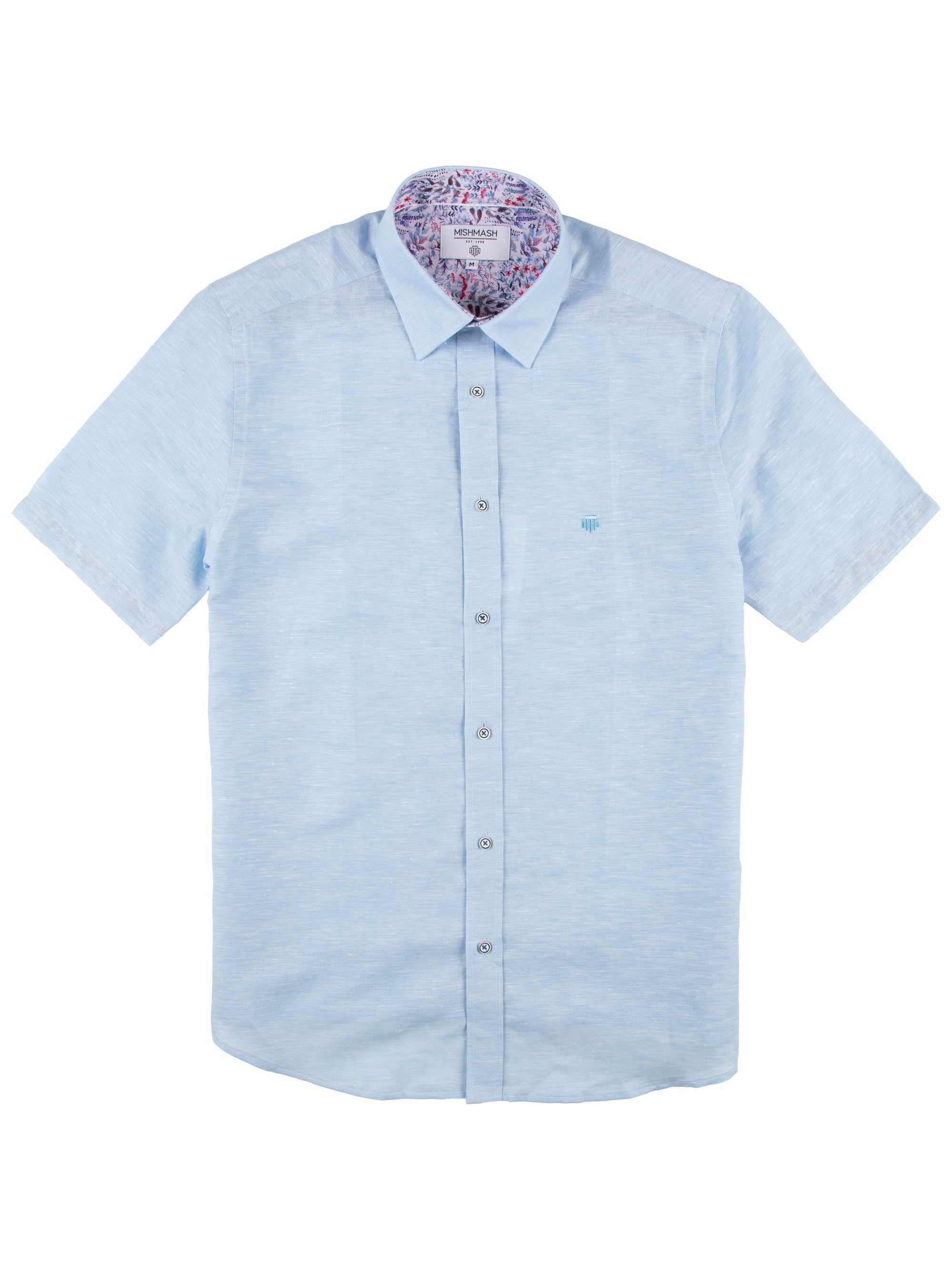 Regular Fit Roller Sky Blue Casual Short Sleeve Shirt