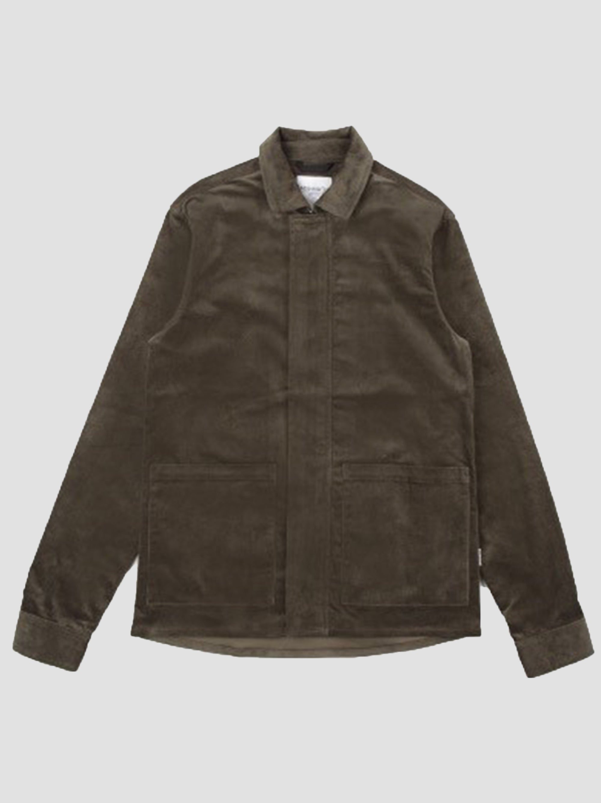 Regular fit casual corduroy jacket in khaki with full zip and placket fastening mish mash