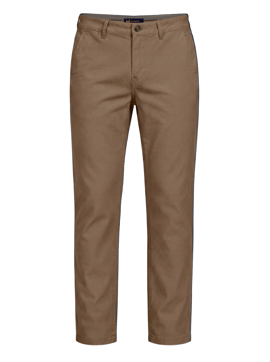 Tapered Fit Mid Stretch Casual Cotton Bromley Nutmeg Chino Trouser