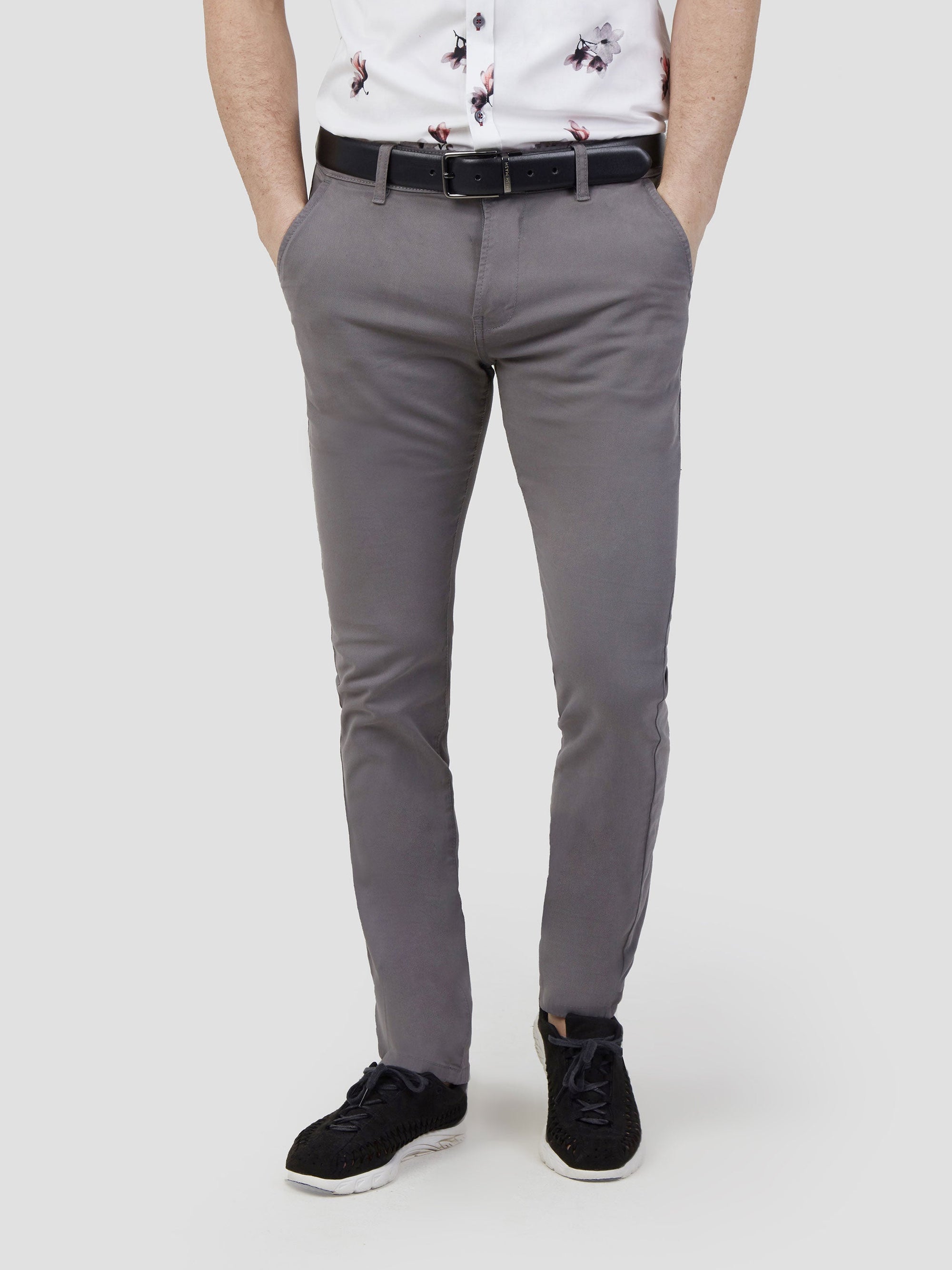 Cotton stretch mens chino trouser charcoal mish mash jeans