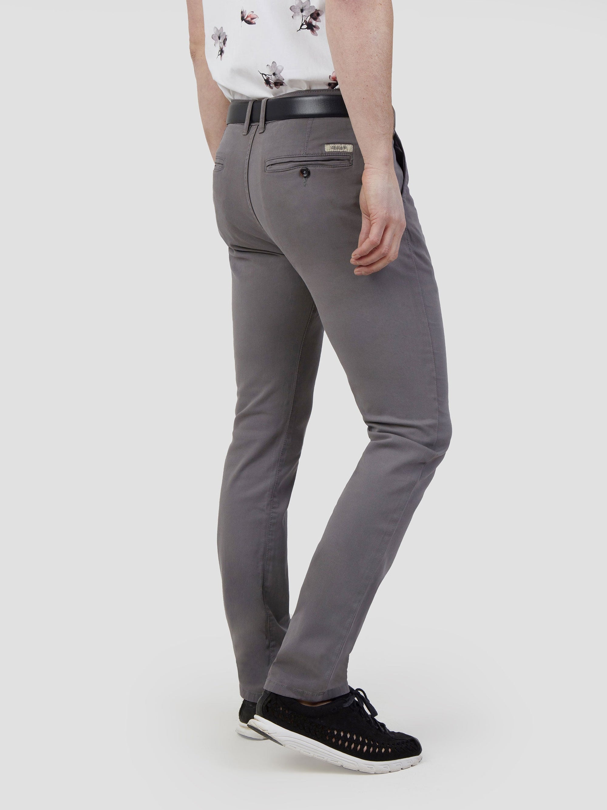 Cotton stretch mens chino trouser charcoal mish mash jeans