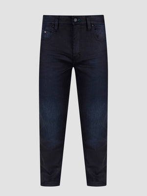 Tapered Fit Mid Stretch Cherokee Navy Resin Denim Jeans