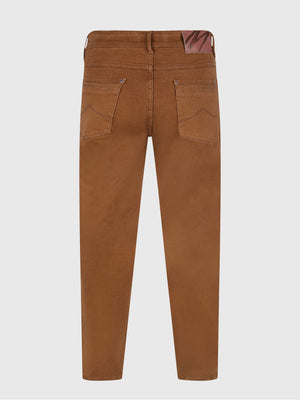 Tapered Fit Mid Stretch Hawker Tan Denim Jeans