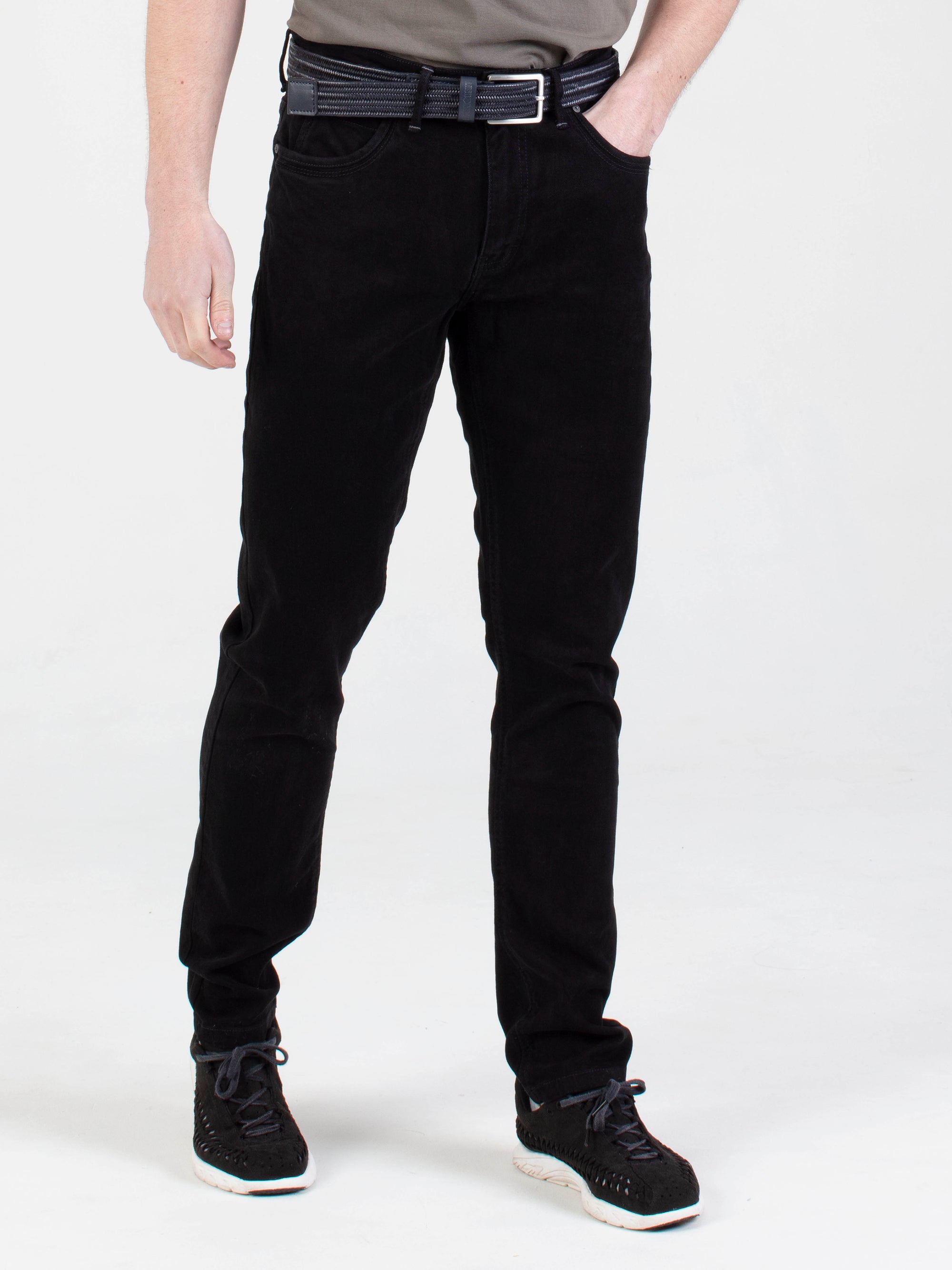 Straight Fit Mid Stretch Hawker Black Denim Jeans