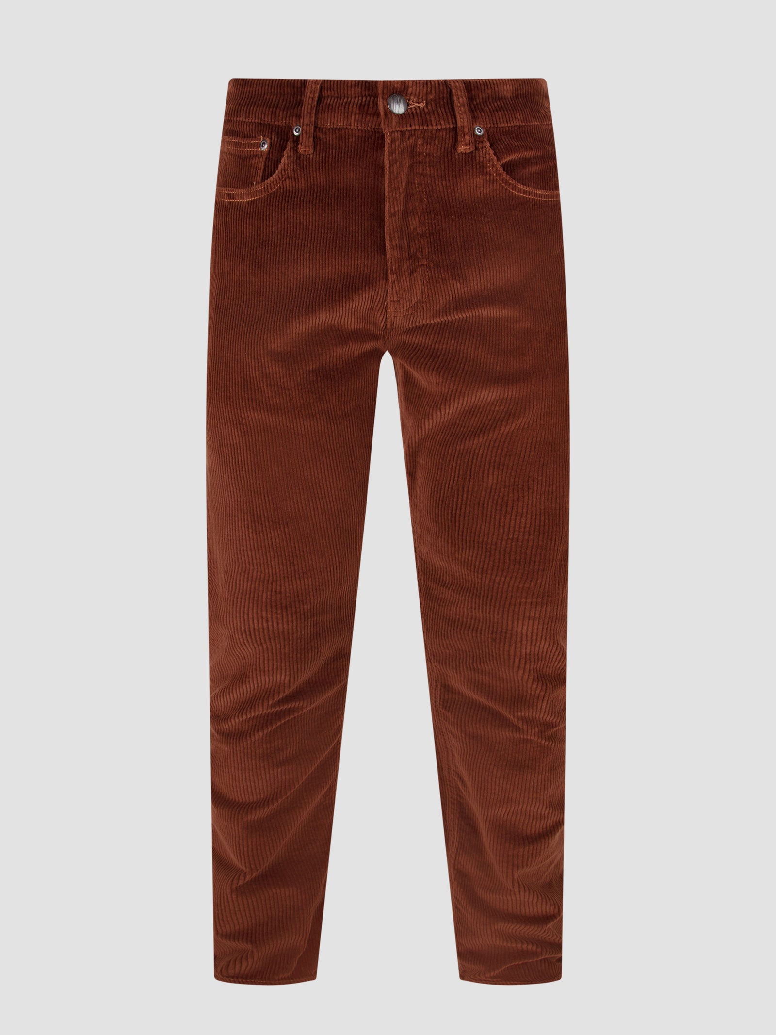 Tapered Fit Mid Stretch Oto Dark Tan Corduroy Jeans
