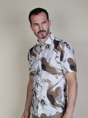 Lattitude White & Mocha S/S Shirt