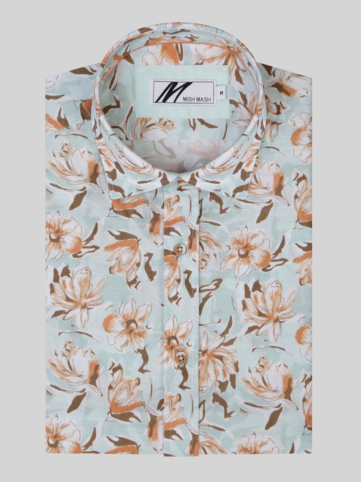 Floral light green short sleeve shirt