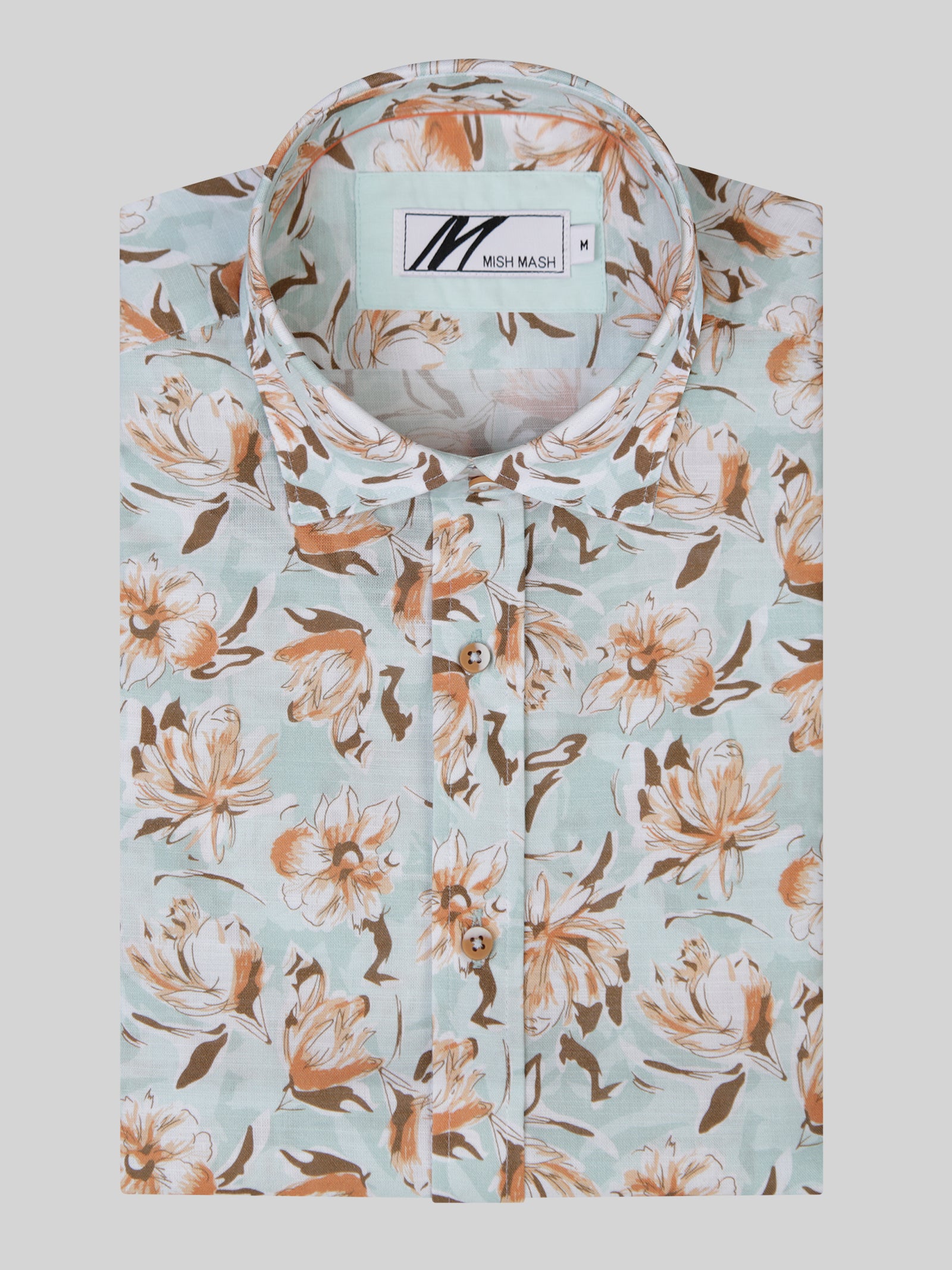 Floral light green short sleeve shirt