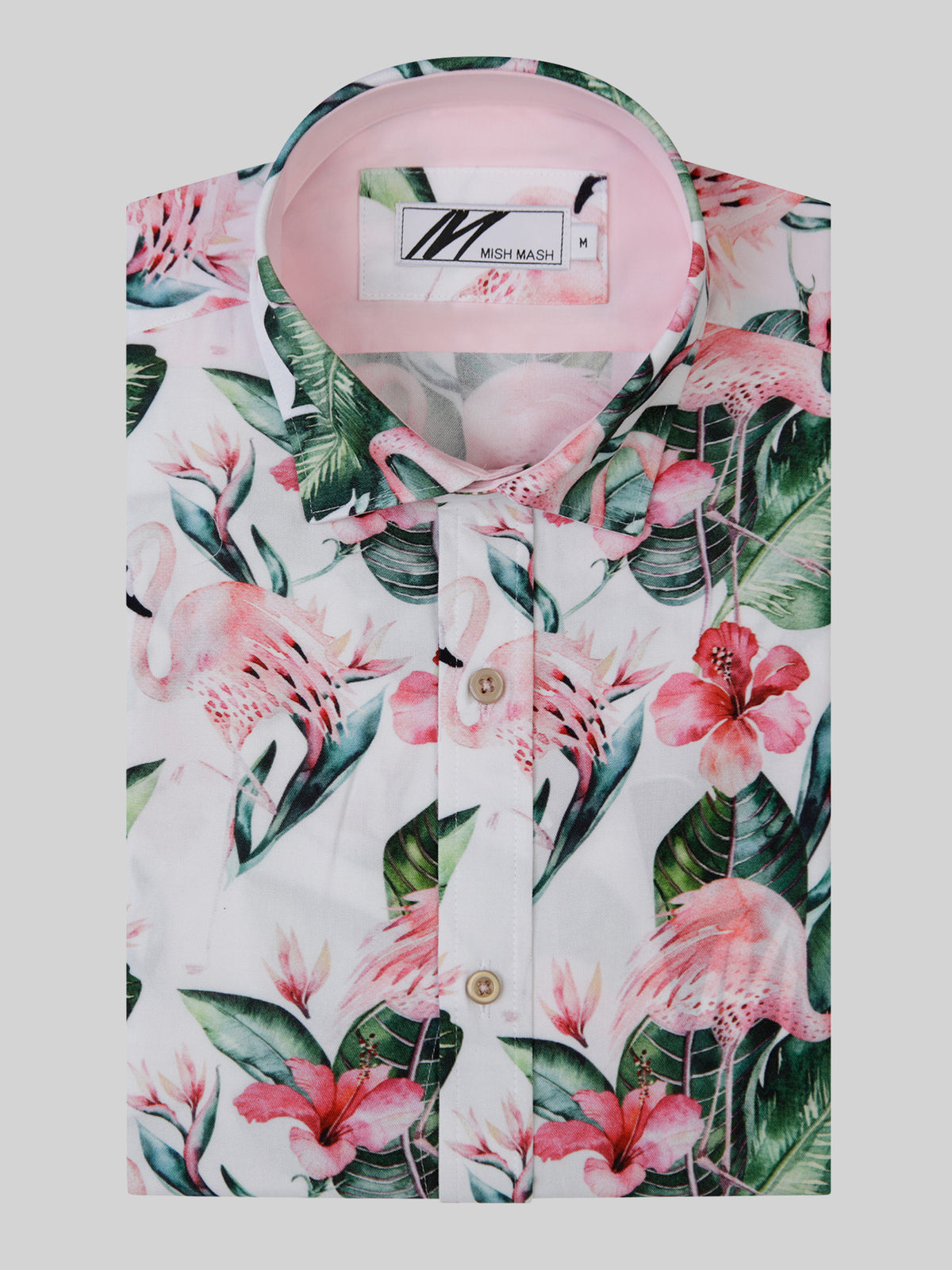 A summer floral shirt in white and pink. Designed in the UK for men. 