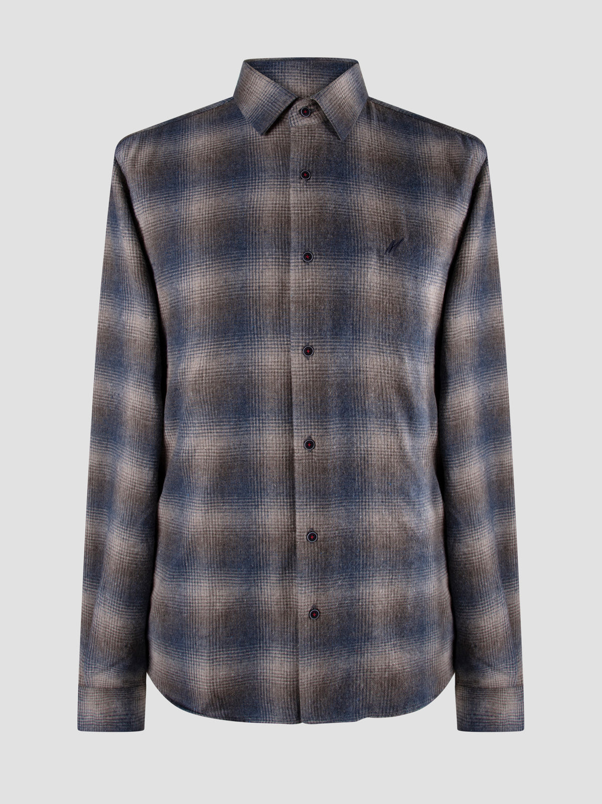 Regular Fit Benz Navy Check Long Sleeve Shirt