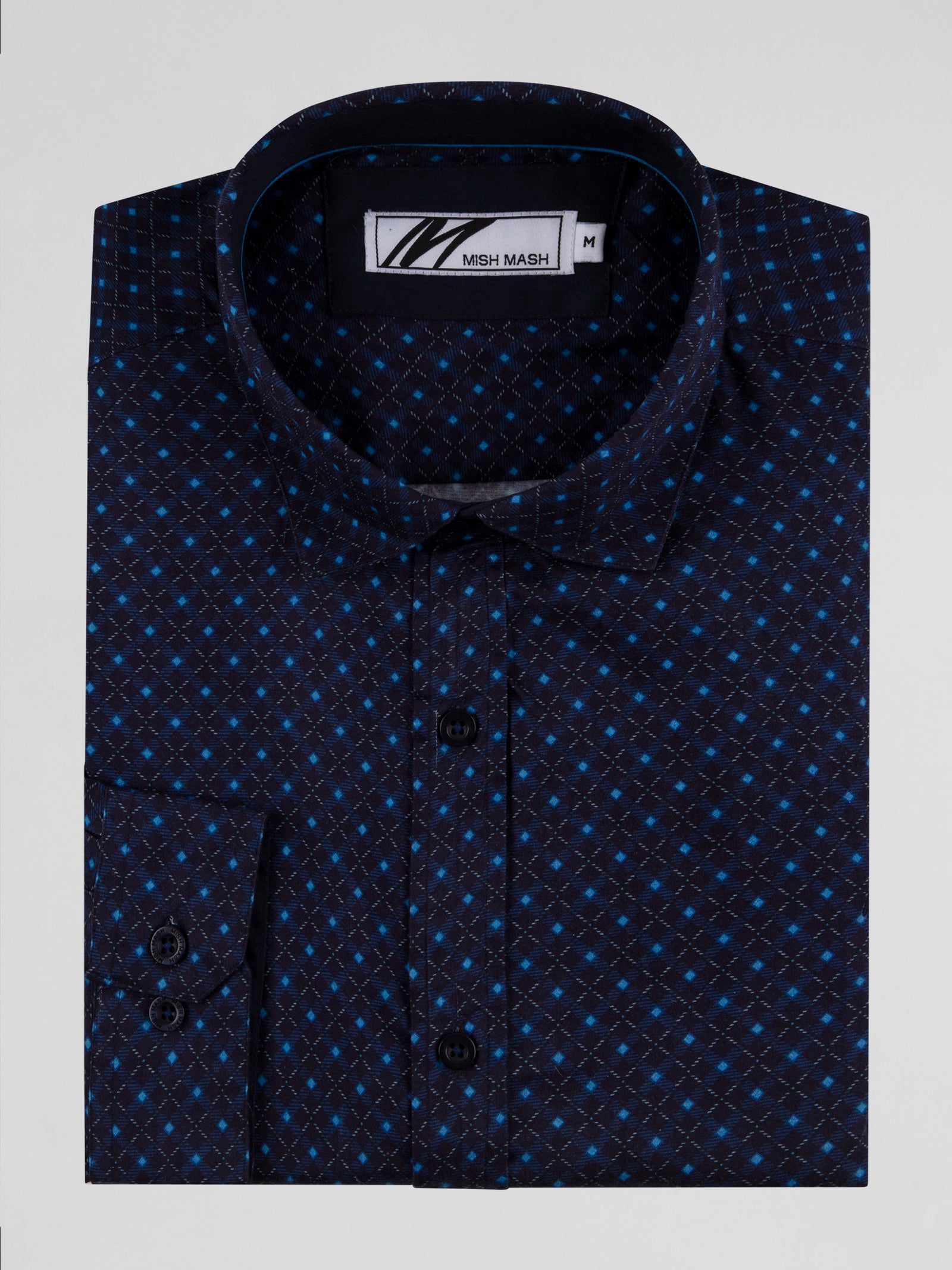 Regular Fit Cayman Navy Printed Long Sleeve Shirt