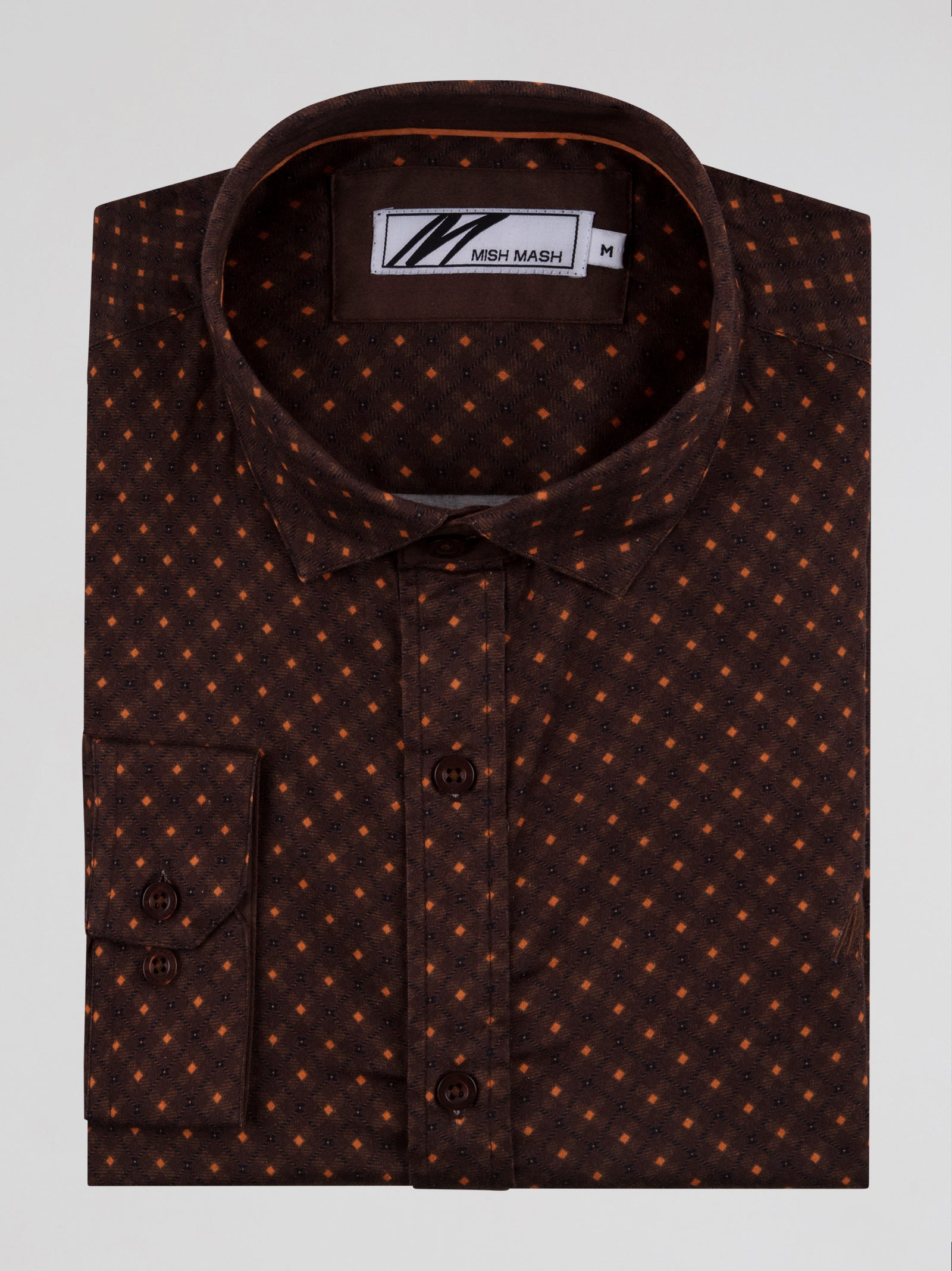 Regular Fit Cayman Sepia Printed Long Sleeve Shirt