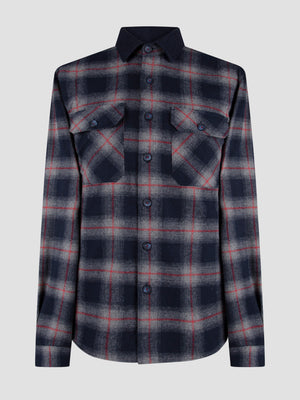 Regular Fit Defender Navy Check Long Sleeve Shirt