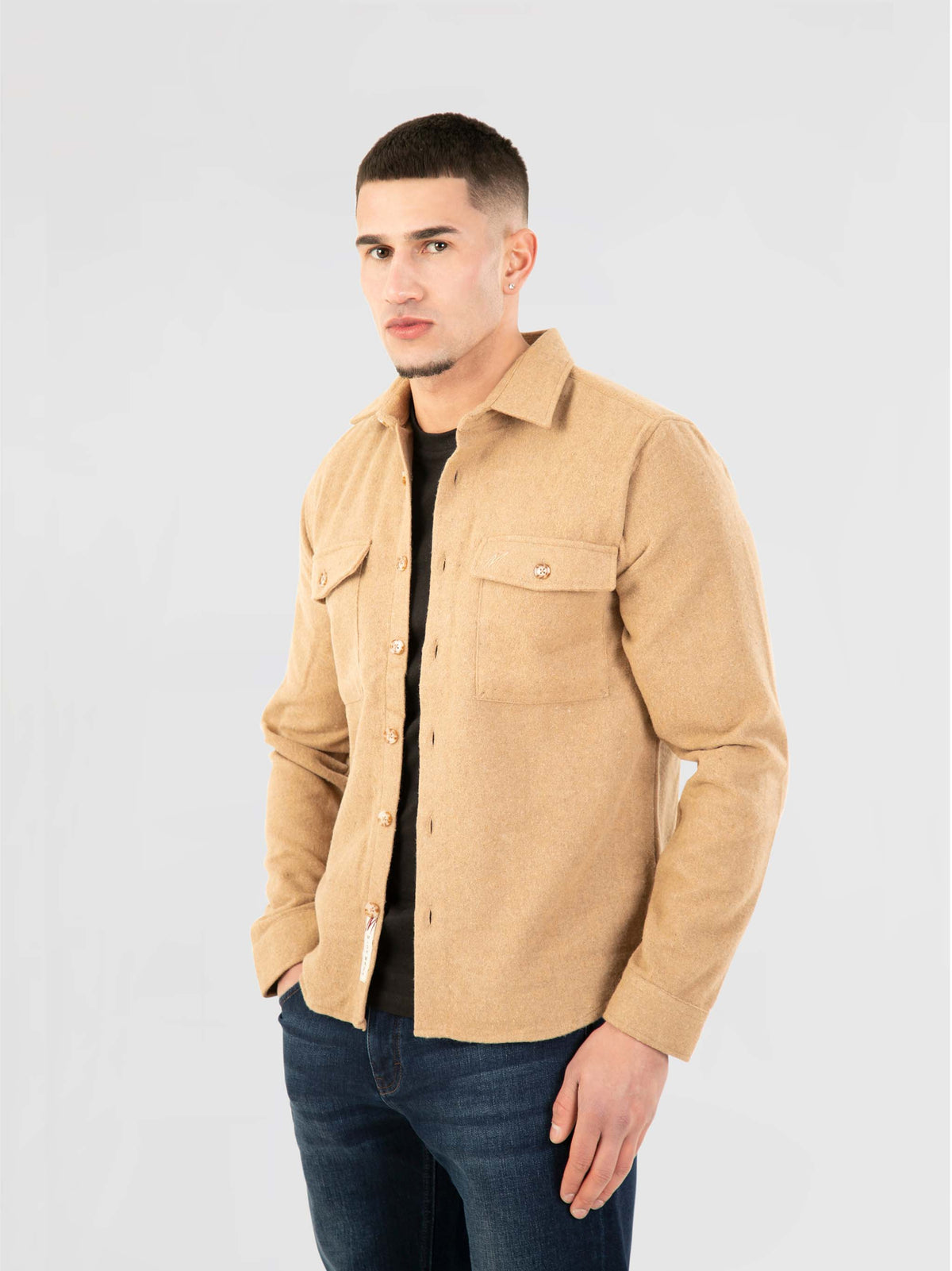 Regular Fit Blizzard Camel Brushed Long Sleeve Shirt