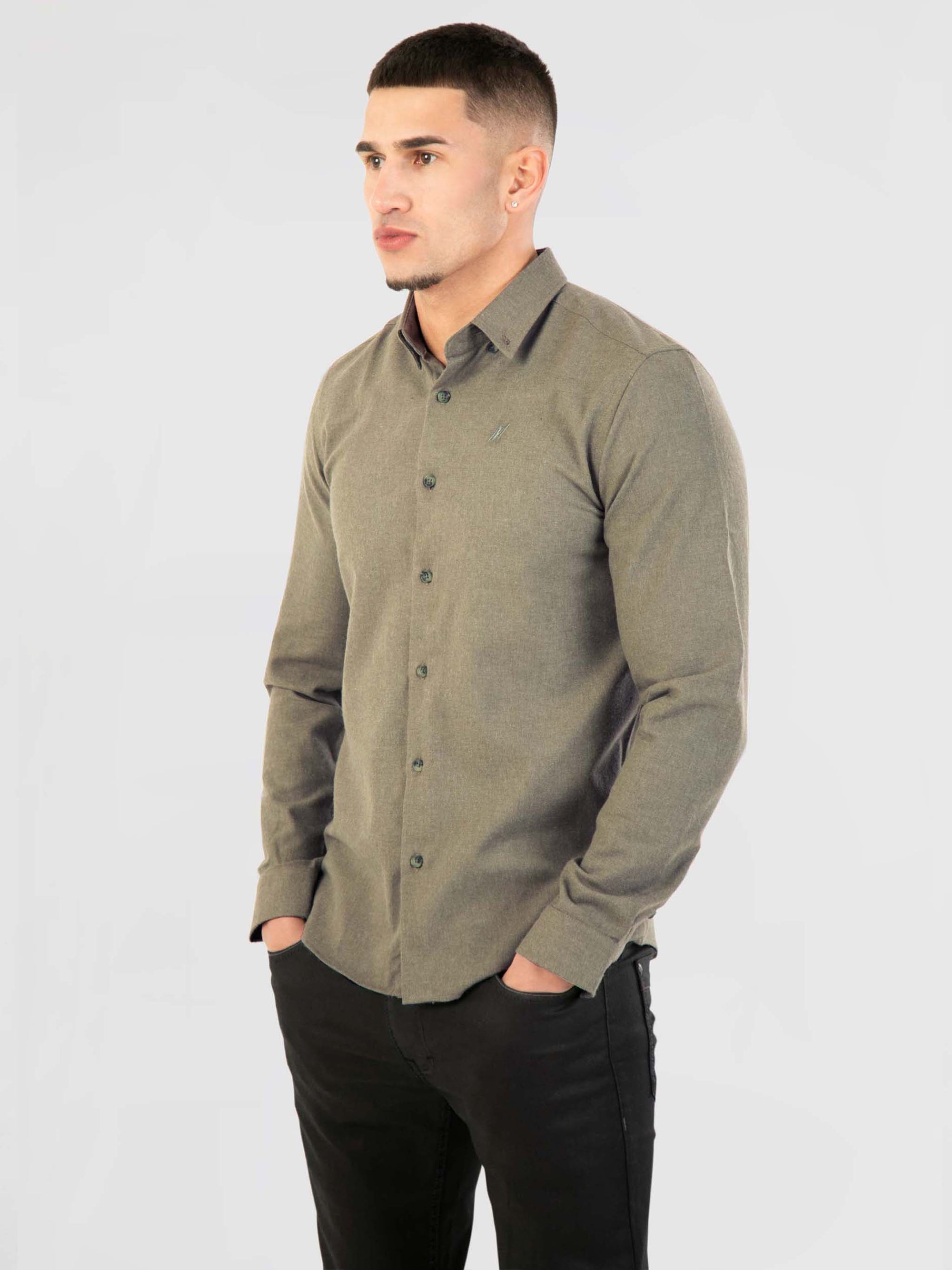 Regular Fit Minnesota Khaki Flanneled Long Sleeve Shirt