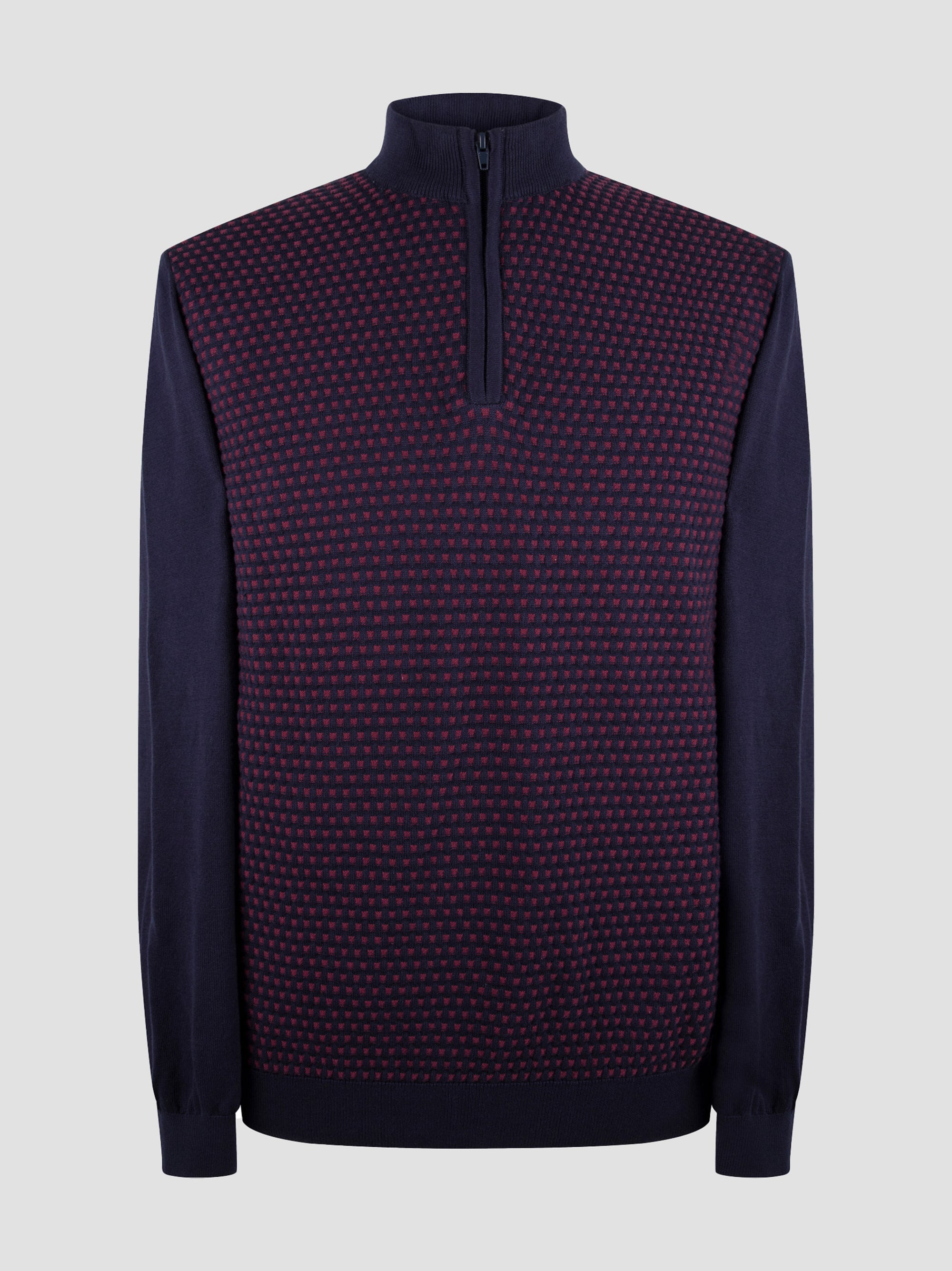 Regular Fit Persian Ink/Burgundy Knitted Sweater