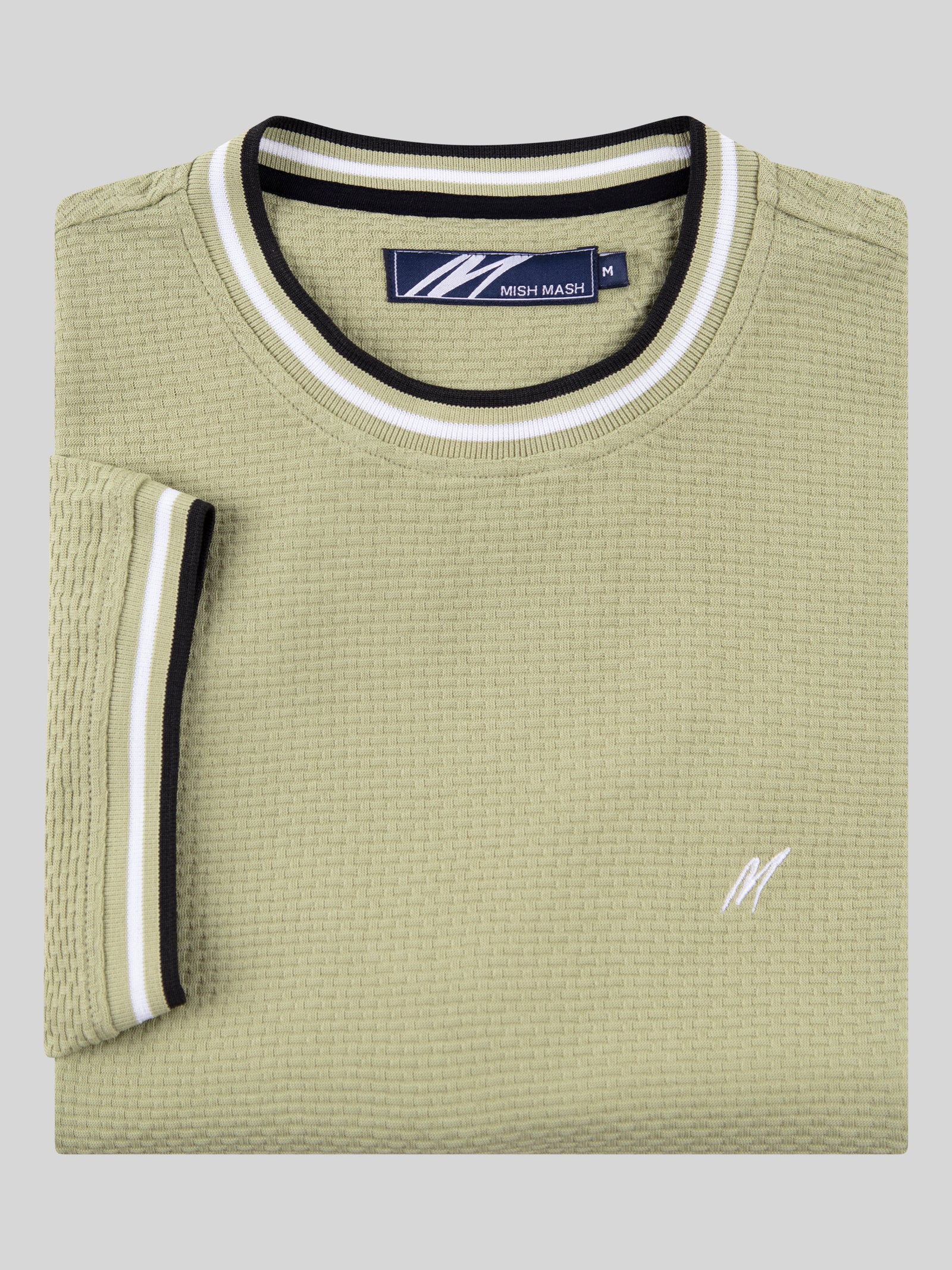 Regular Fit Textured Cotton Jersey Stockholm Pale Green T-Shirt