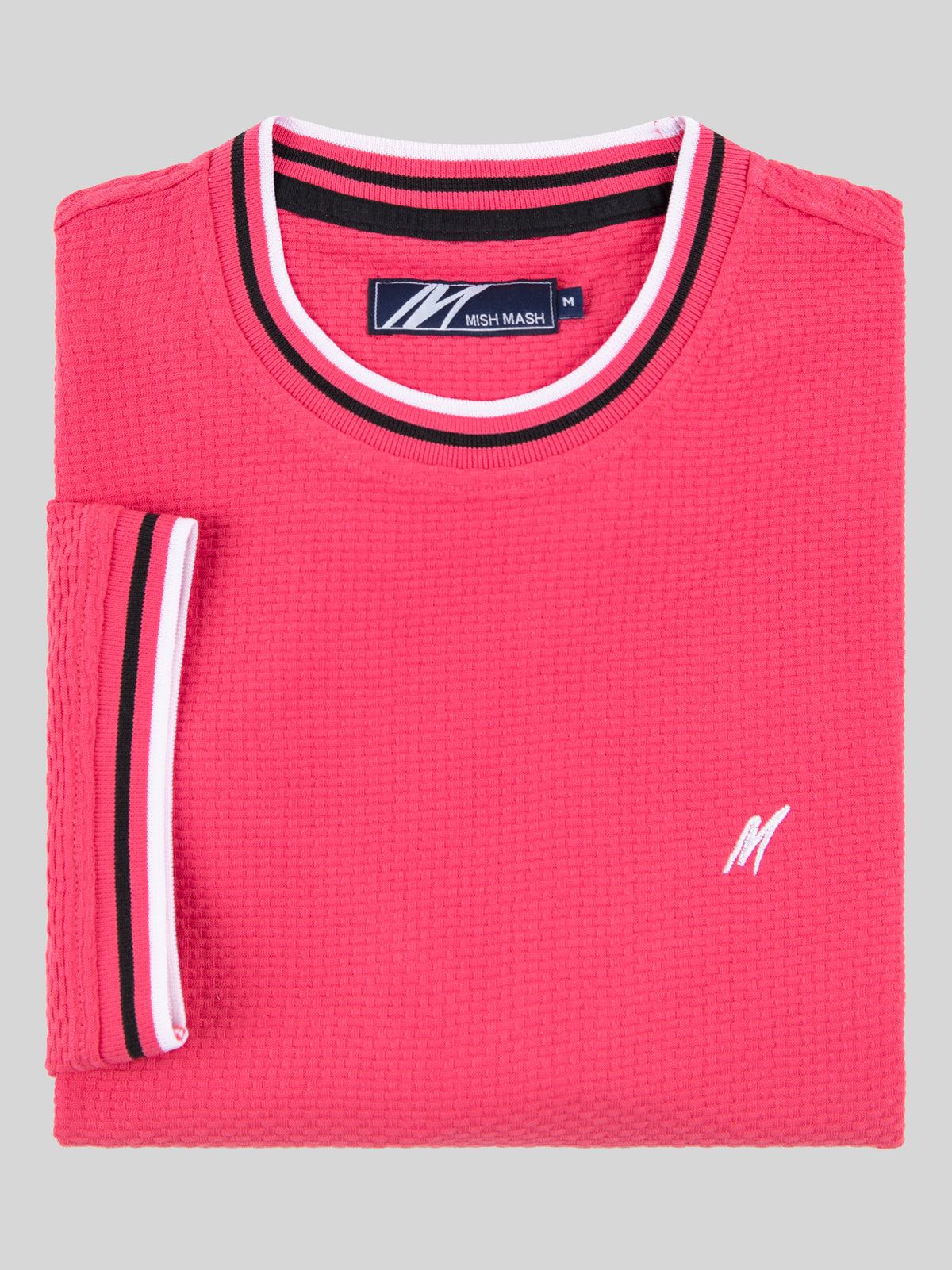 Regular Fit Textured Cotton Jersey Stockholm Pale Red T-Shirt