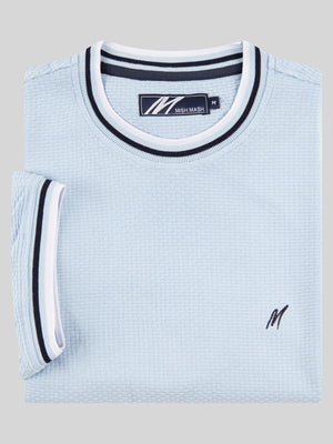 Regular Fit Textured Cotton Jersey Stockholm Sky Blue T-Shirt