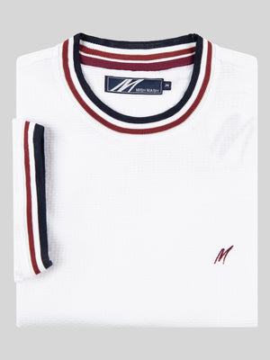 Regular Fit Textured Cotton Jersey Stockholm White T-Shirt