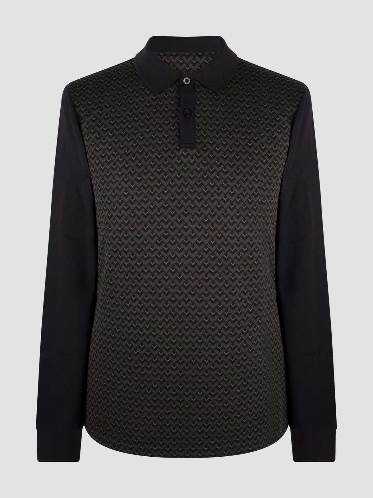 Regular Fit Chiro Black Long Sleeve Polo