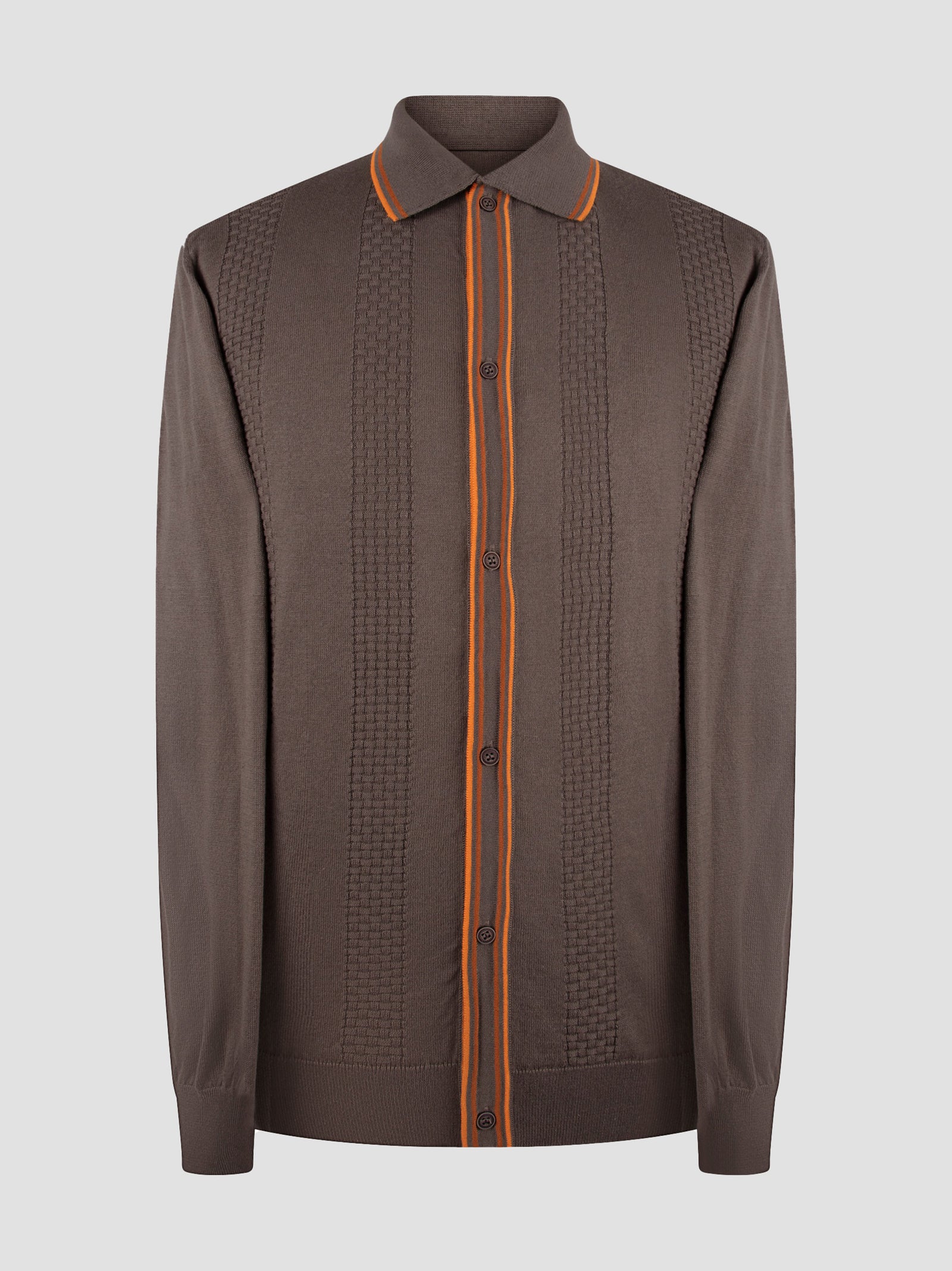 Regular Fit Tiger Oak Knitted Long Sleeve Polo