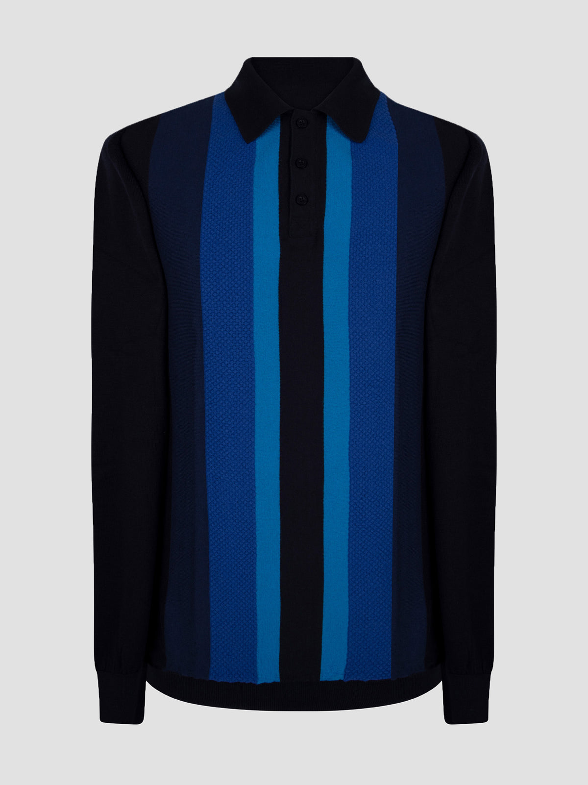 Regular Fit Monza Navy Knitted Long Sleeve Polo