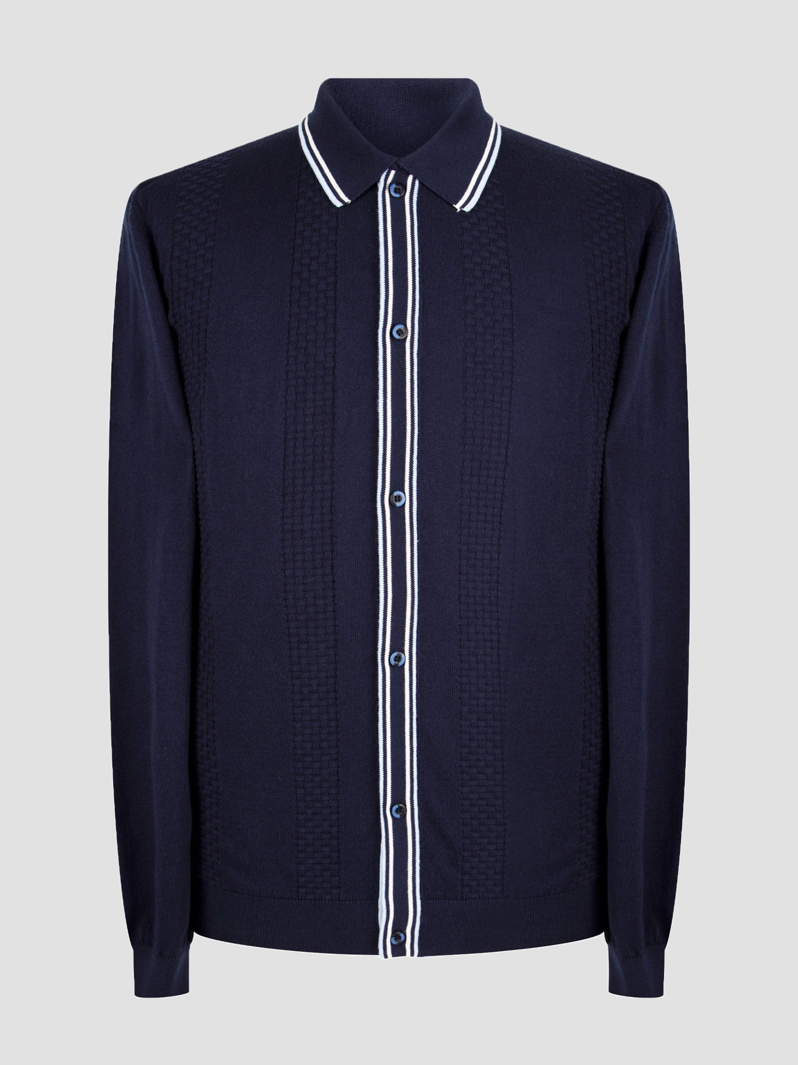 Regular Fit Tiger Navy Knitted Long Sleeve Polo