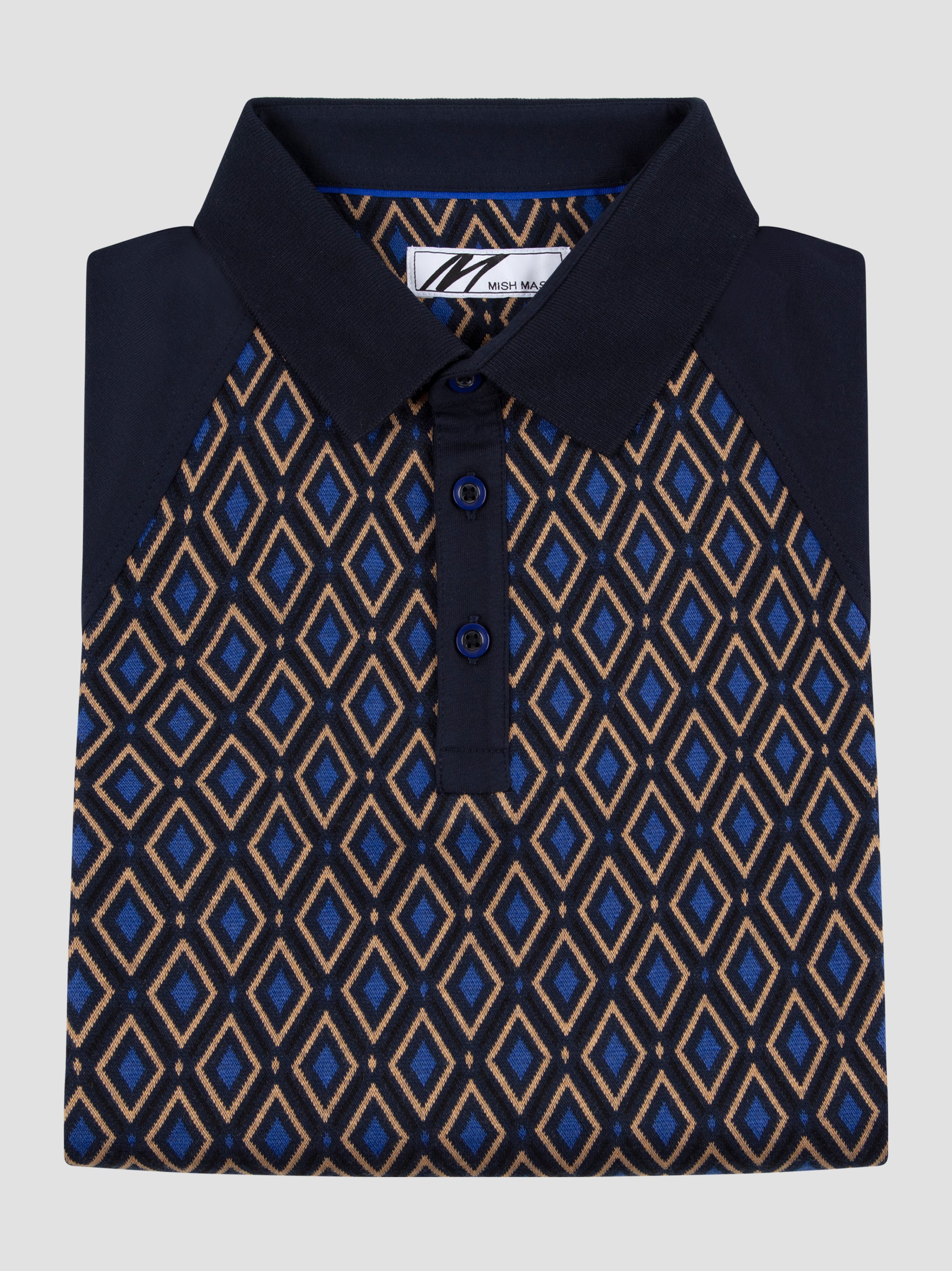 Regular Fit Alto Navy & Oak Heritage Jacquard Polo