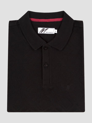 Regular Fit Goose Black Jacquard Polo