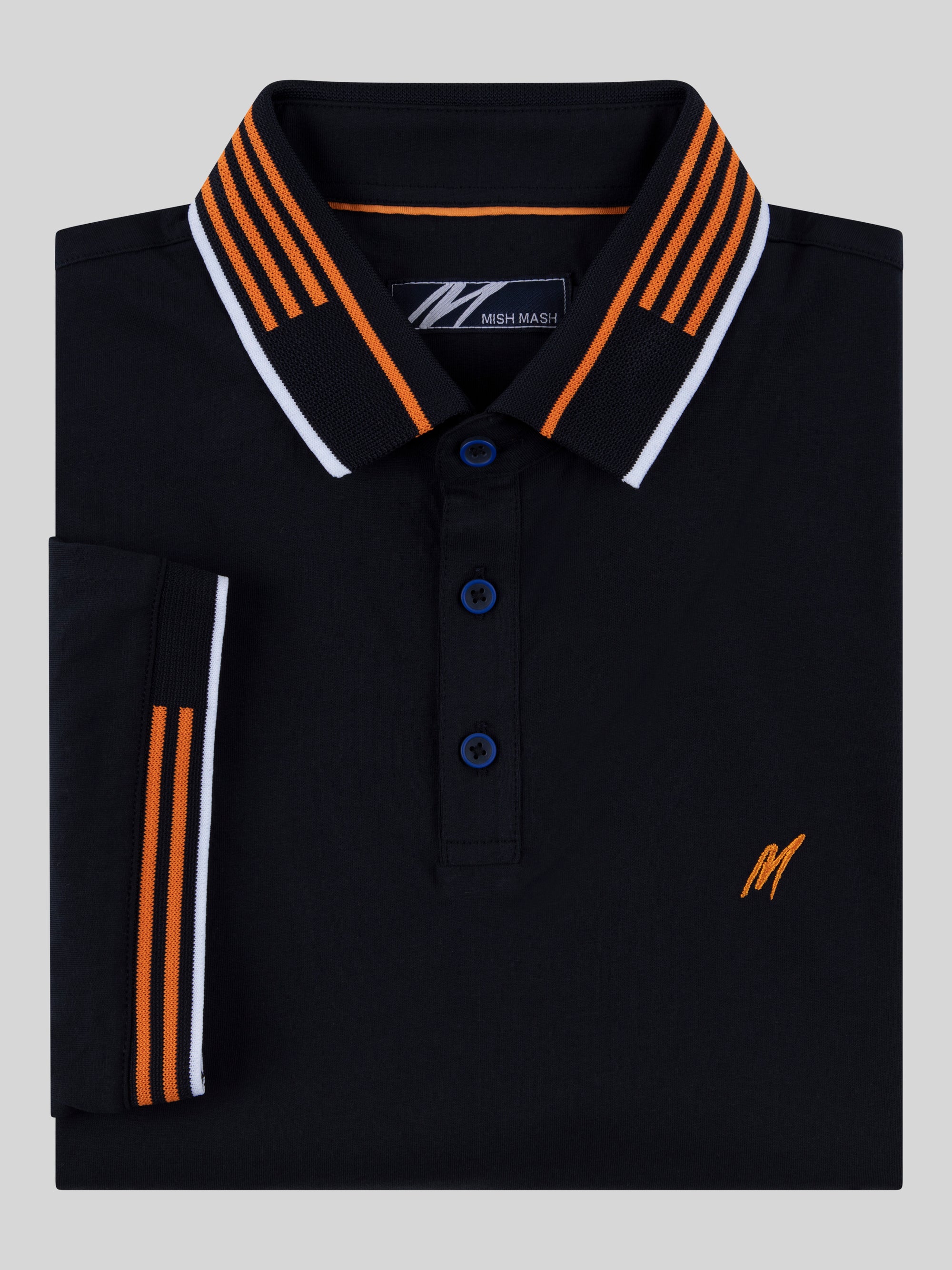 Regular Fit Oslo Navy/Orange Cotton Jersey Polo