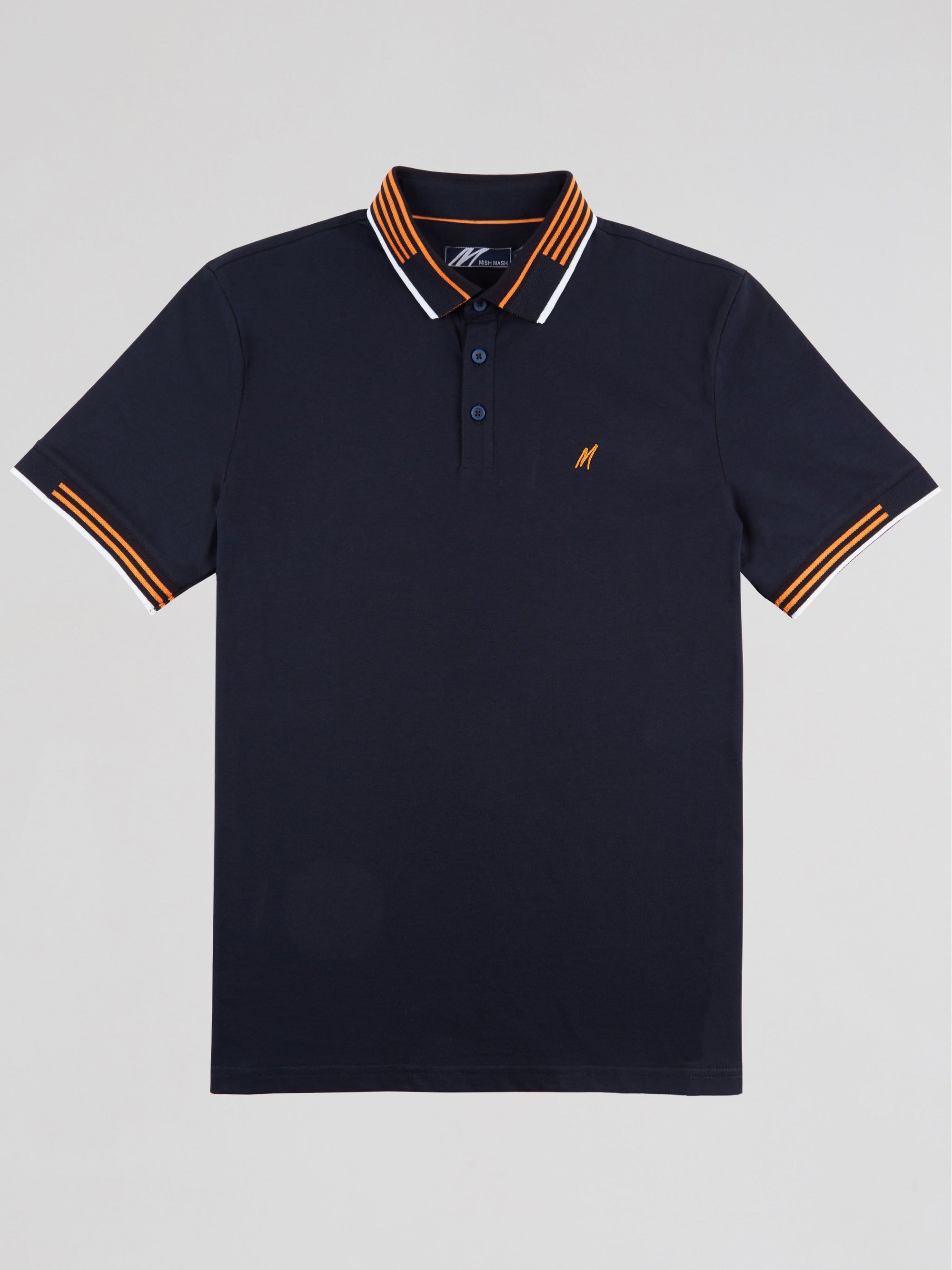 Regular Fit Oslo Navy/Orange Cotton Jersey Polo Outsize