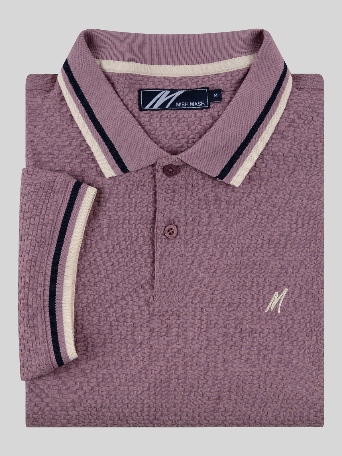 Regular Fit Textured Cotton Jersey Stockholm Dusky Pink Polo