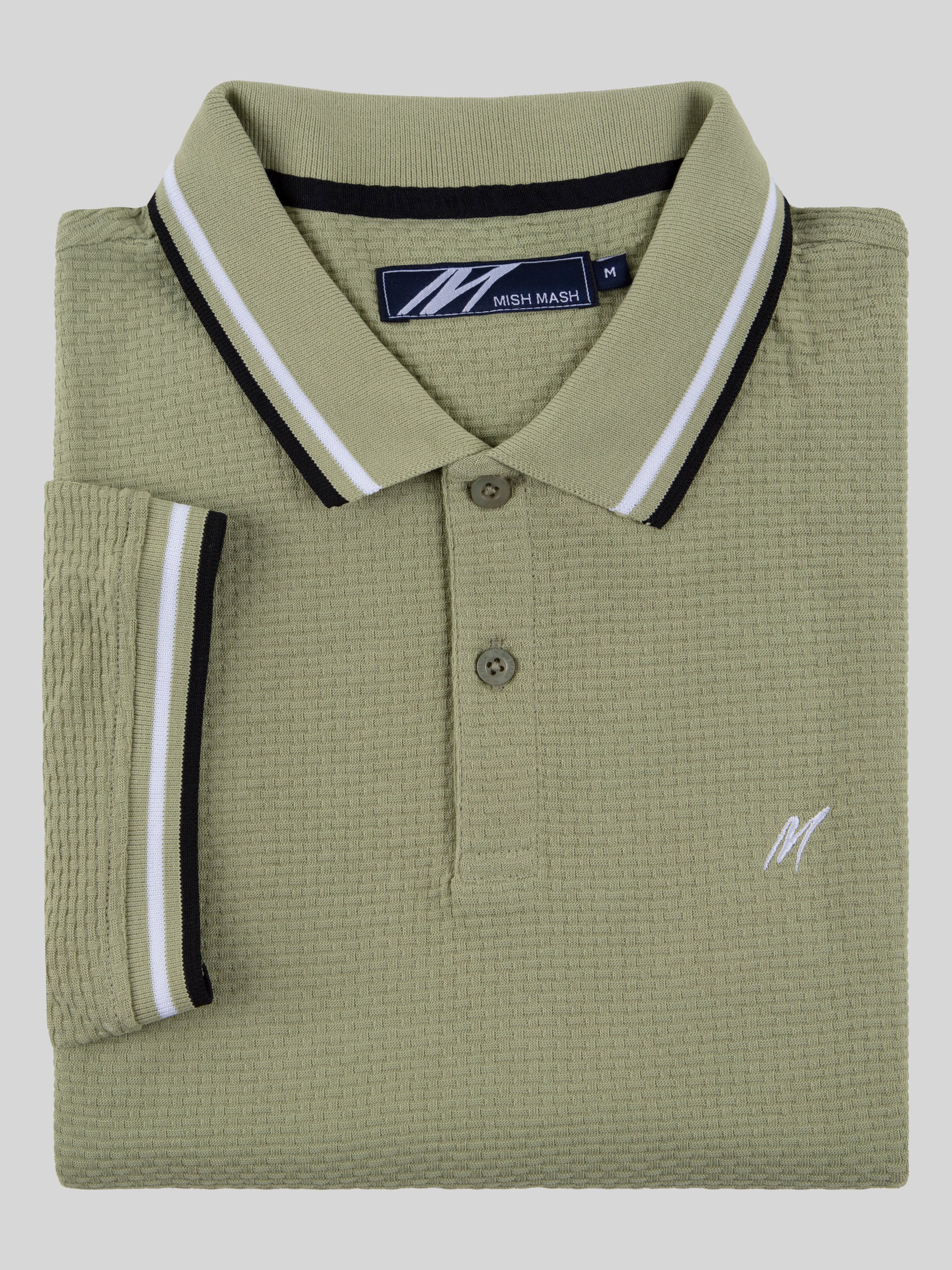 Regular Fit Textured Cotton Jersey Stockholm Pale Green Polo