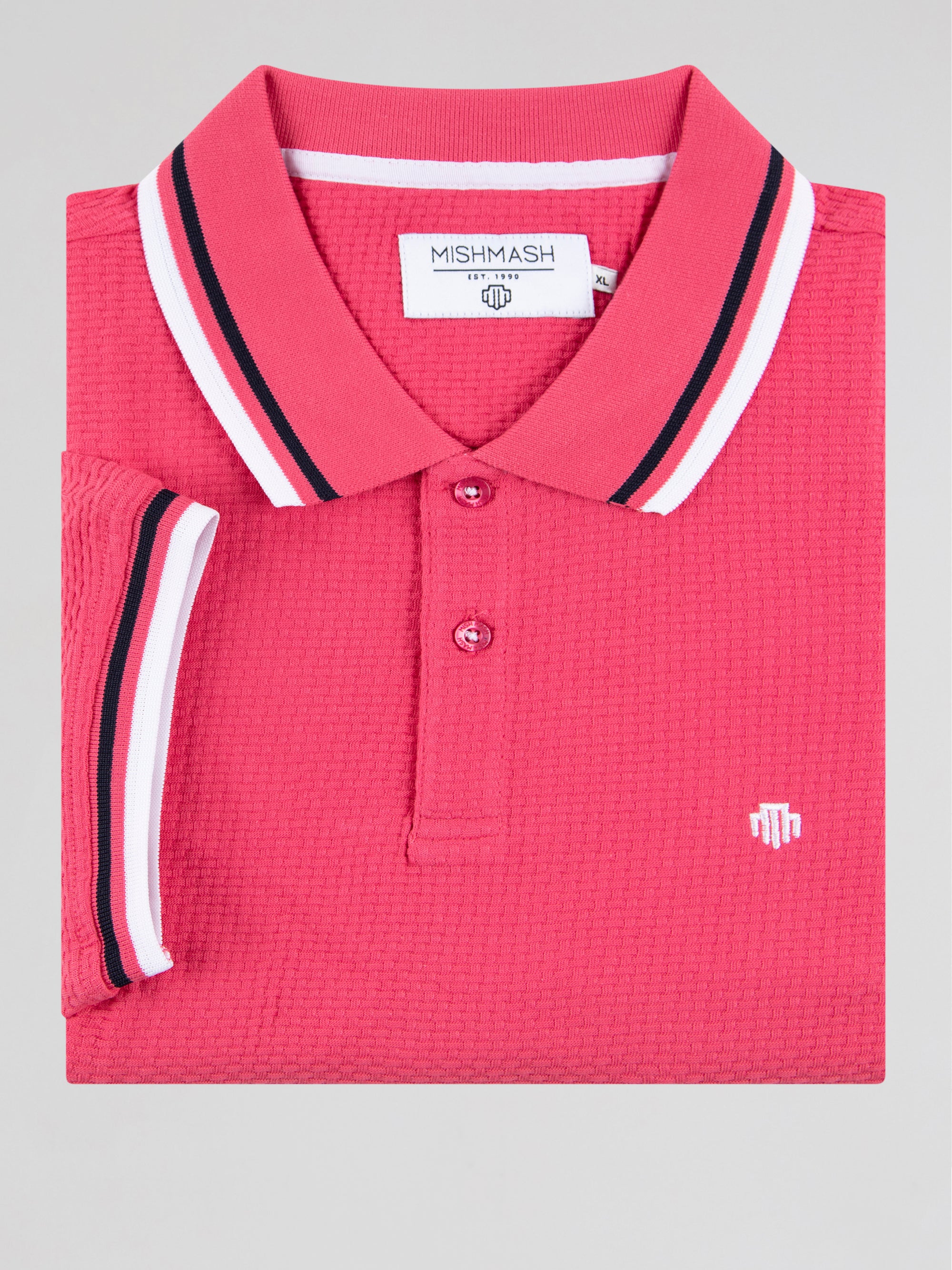 Regular Fit Textured Cotton Jersey Stockholm Pale Red Polo