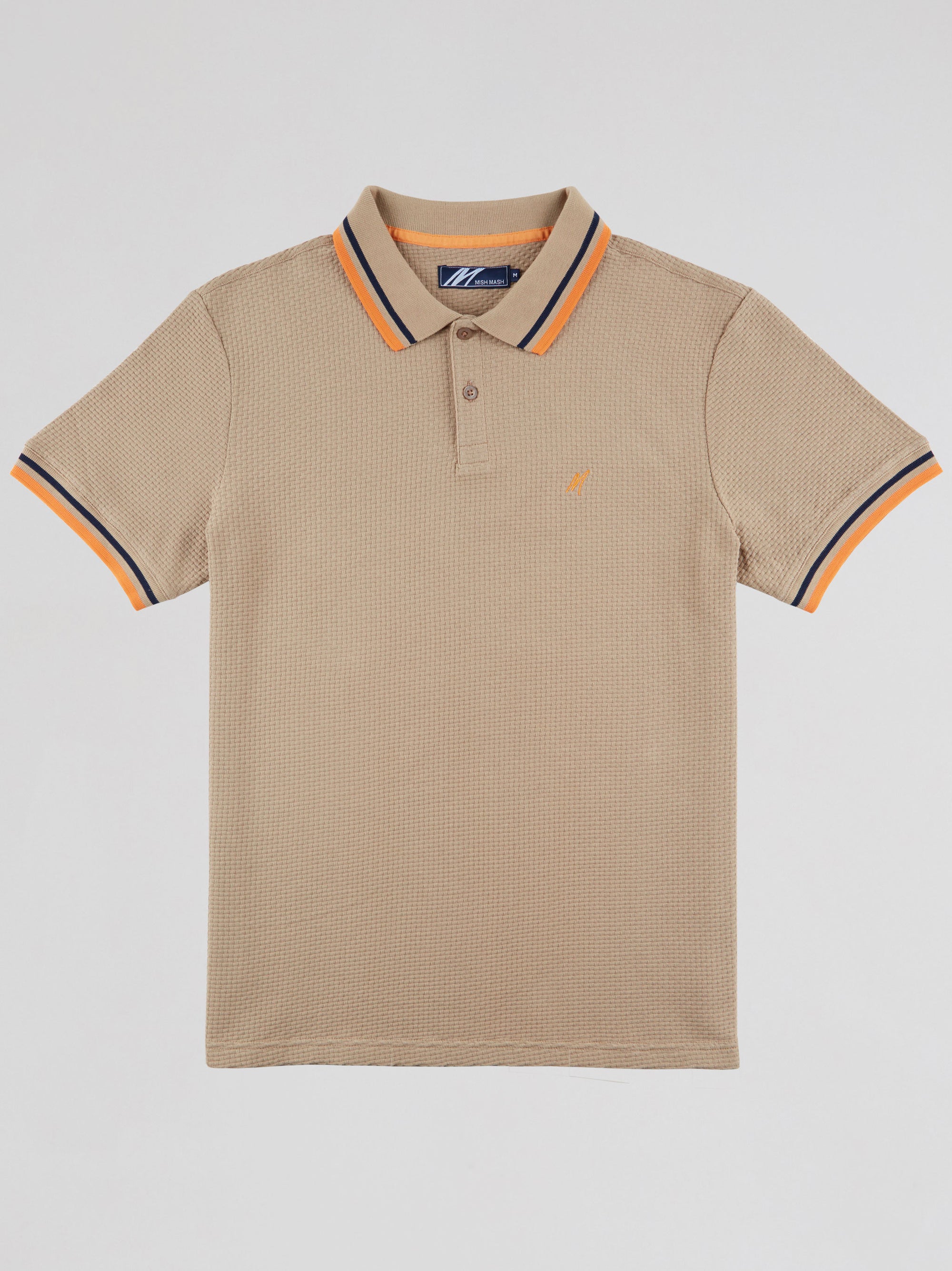 Regular Fit Textured Cotton Jersey Stockholm Warm Stone Polo