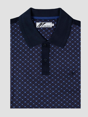 Regular Fit Cayman Navy Printed Jersey Polo