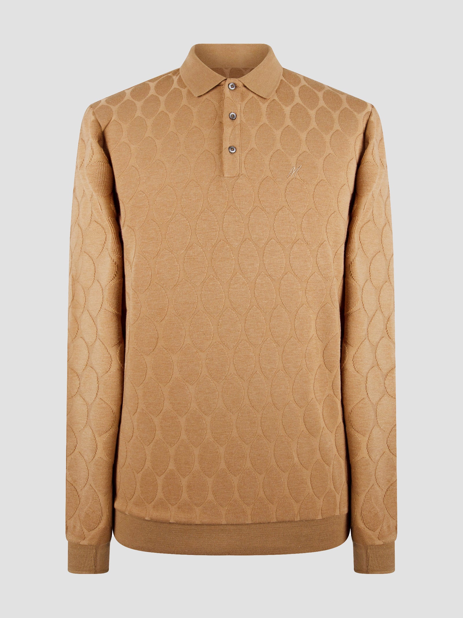 Regular Fit Coyote Wholemeal Knitted Long Sleeve Polo
