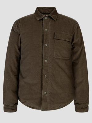 Vanguard Khaki Cord Jacket featuring a front button placket and chest pocket in soft, lightweight corduroy fabric.