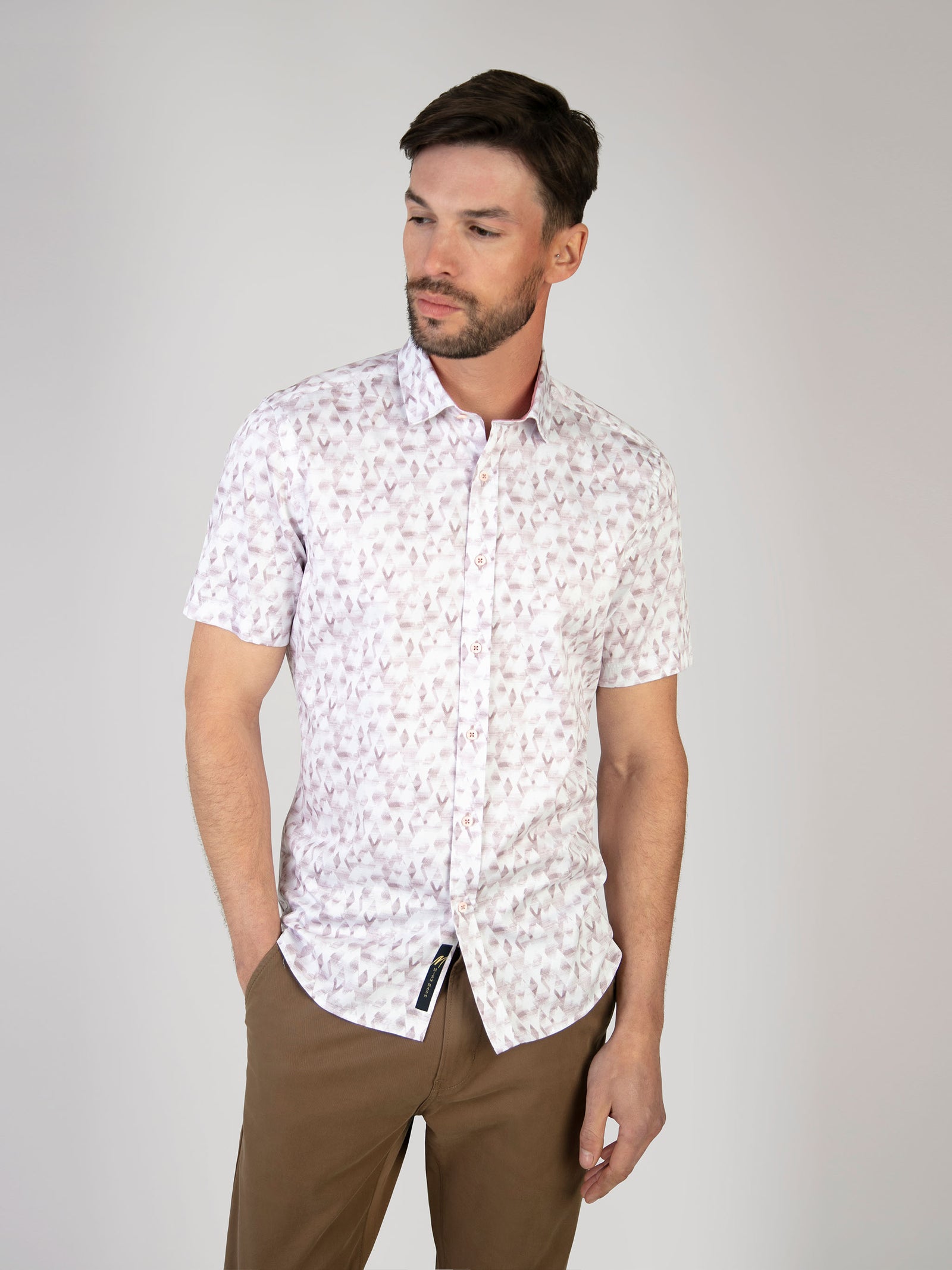 Pink abstract short sleeve shirt menswear uk