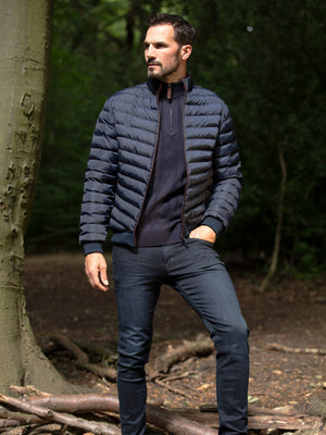 Regular Fit Boxer Navy Puffer Jacket