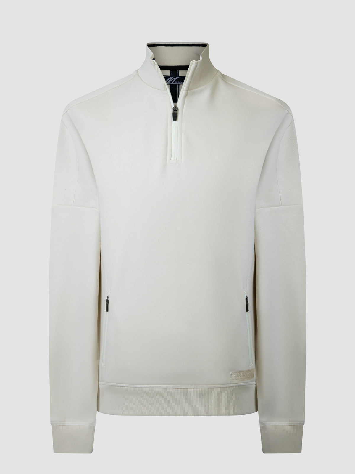 A gardenia long sleeve 3/4 zip sweat top for men.