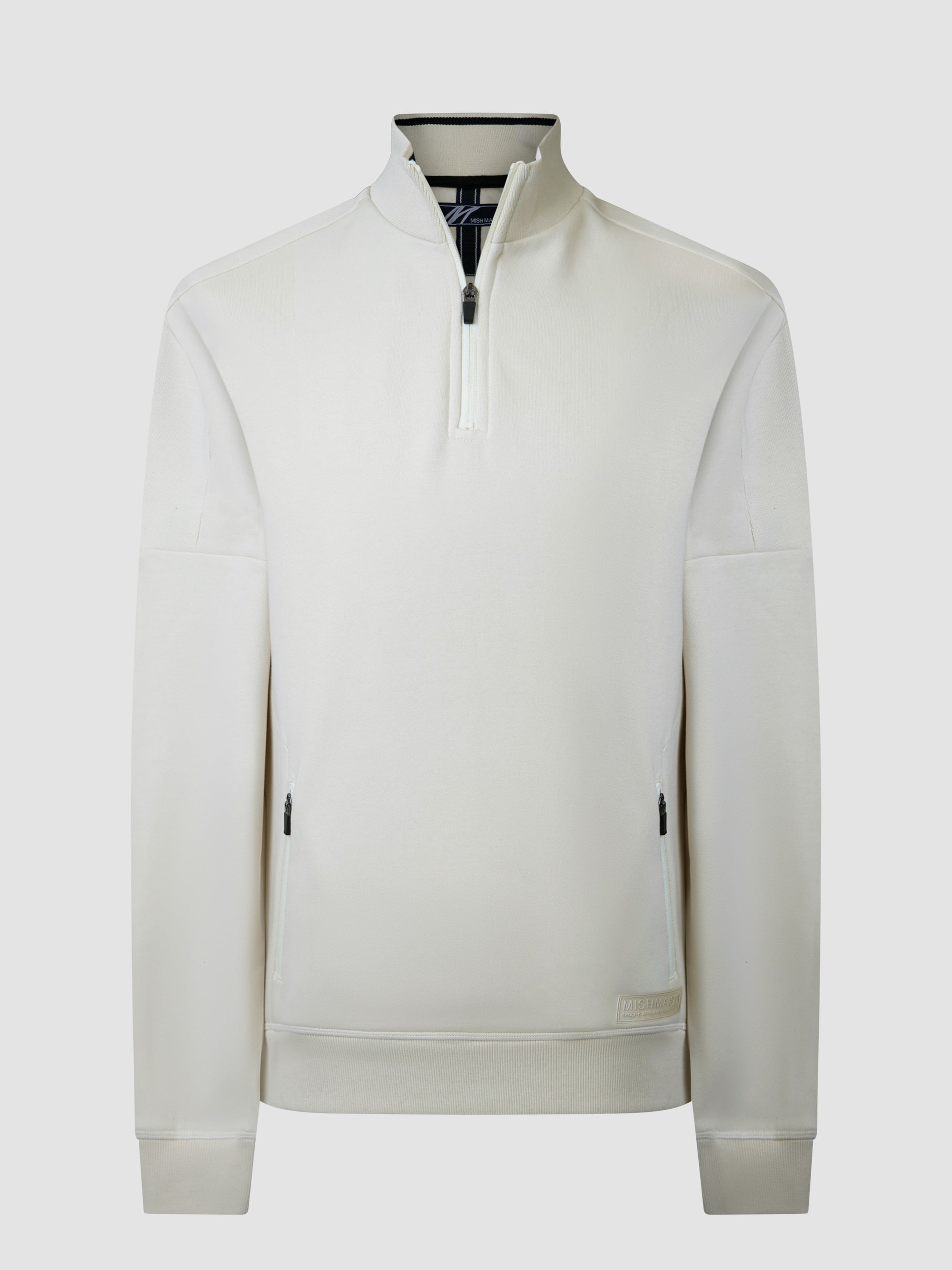 A gardenia long sleeve 3/4 zip sweat top for men.
