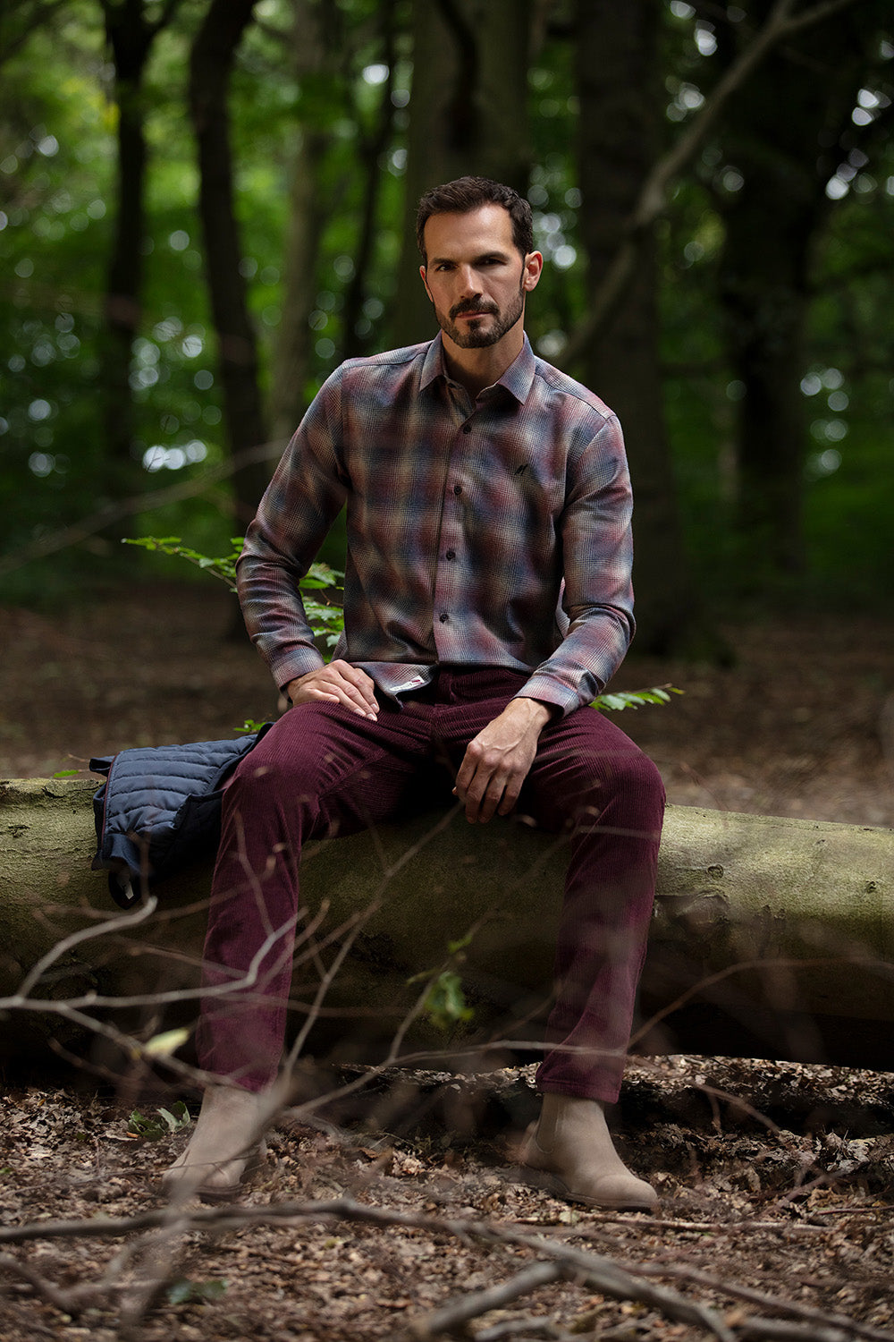 Regular Fit Benz Burgundy Check Long Sleeve Shirt