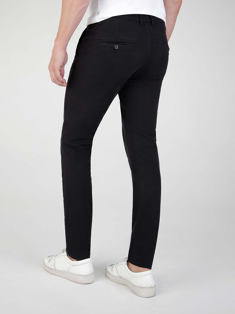 Tapered Fit Mid Stretch Casual Cotton Bromley Black Chino Trouser
