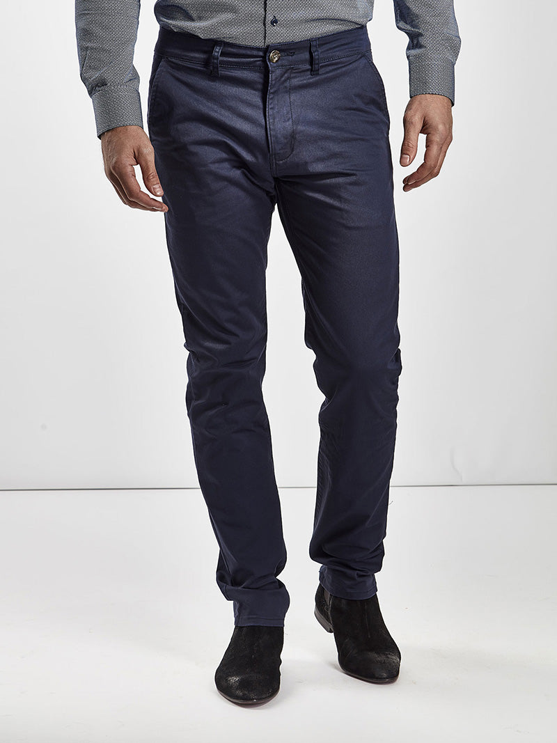 Tapered Fit Mid Stretch Casual Cotton Bromley Cobalt Blue Chino Trouser