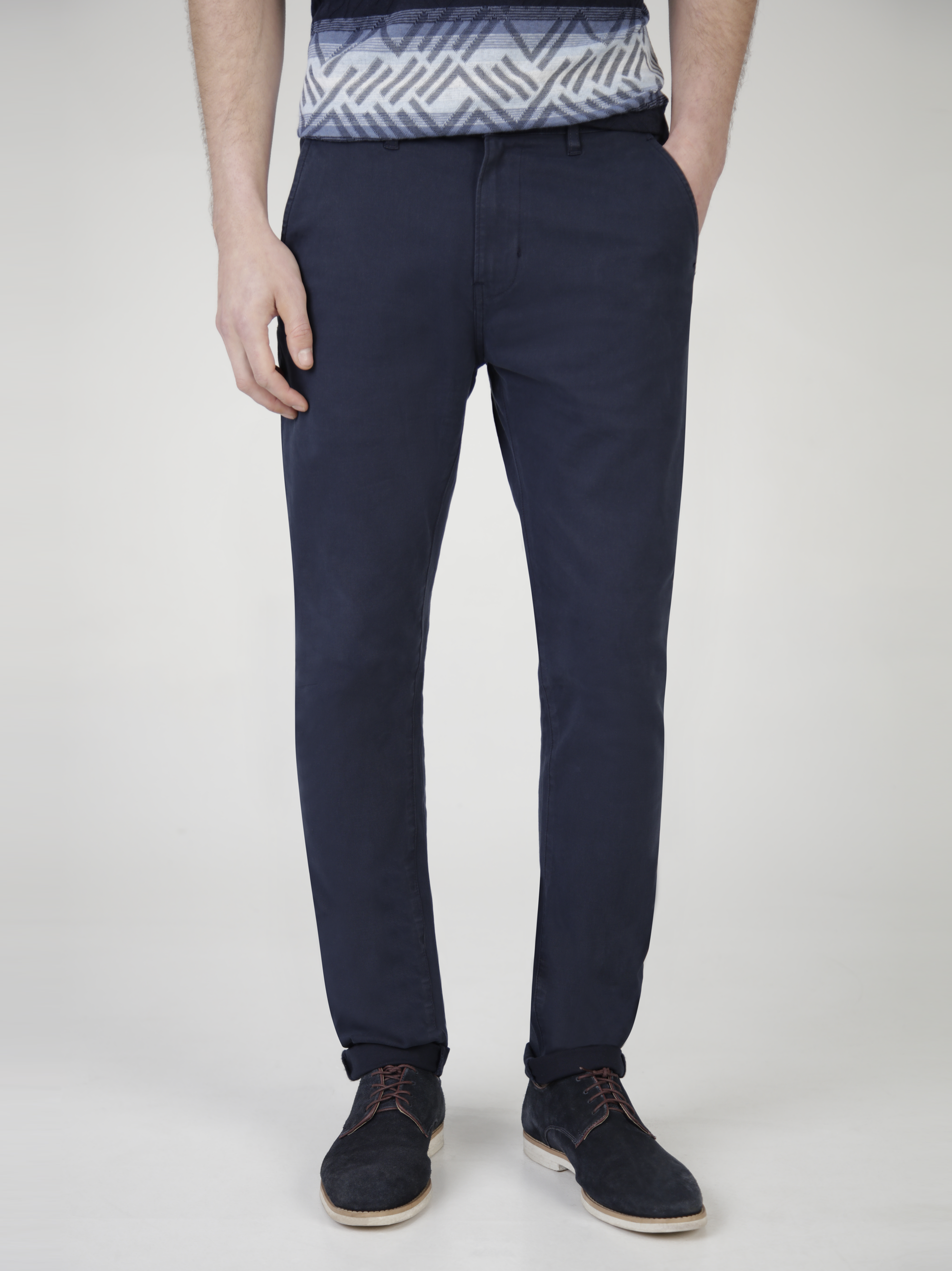 Slim Fit Mid Stretch Casual Cotton Bromley Navy Chino Trouser