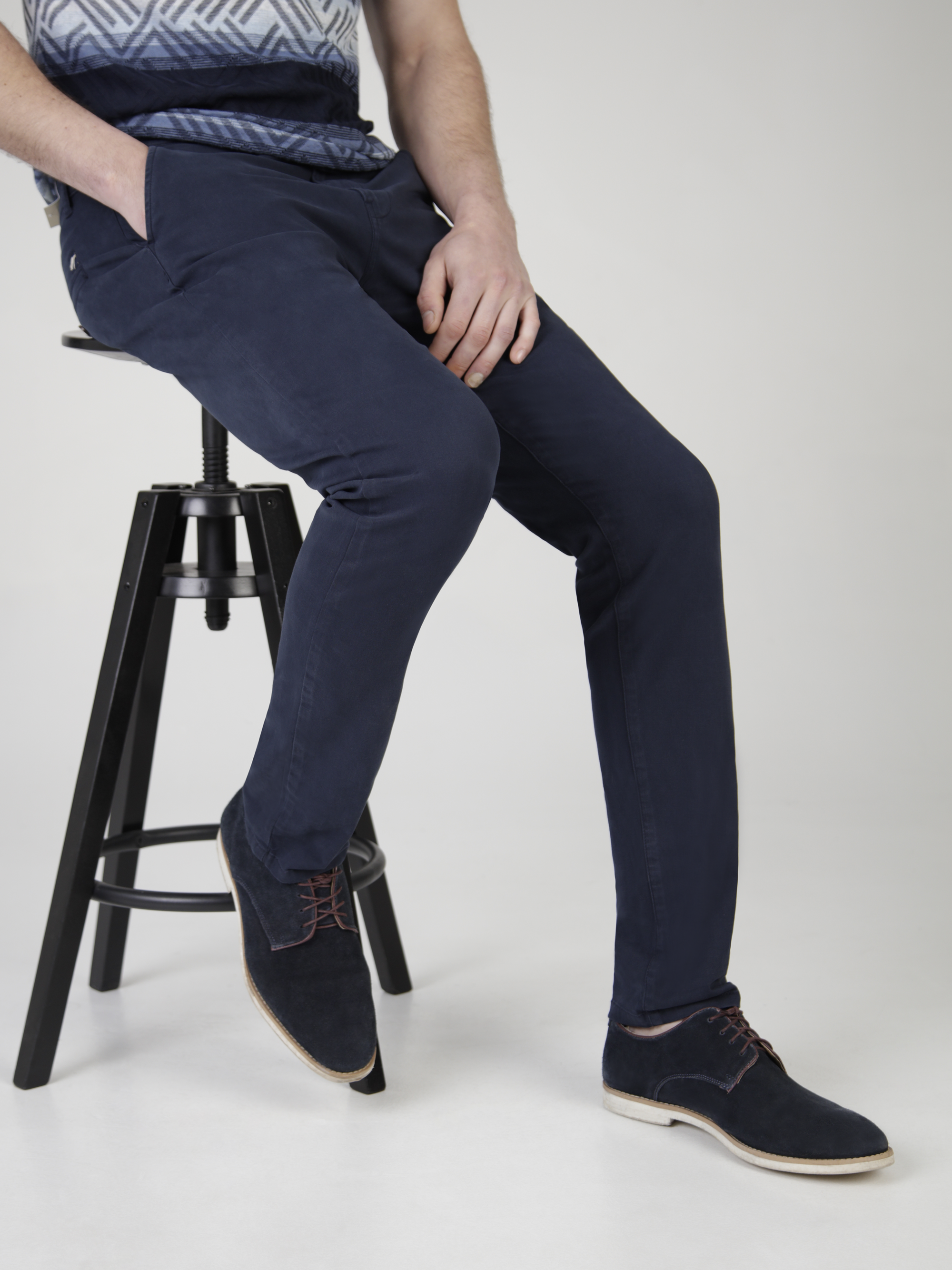 Slim Fit Mid Stretch Casual Cotton Bromley Navy Chino Trouser