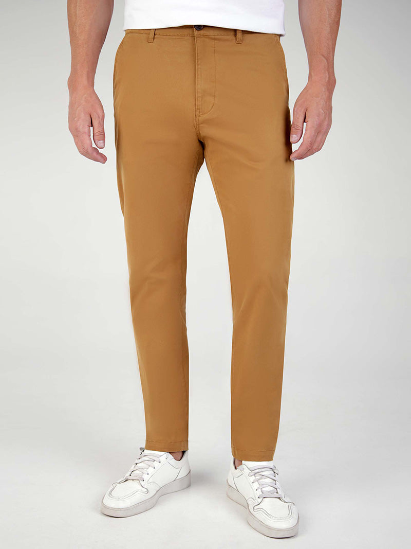 Tapered Fit Mid Stretch Casual Cotton Bromley Tobacco Chino Trouser